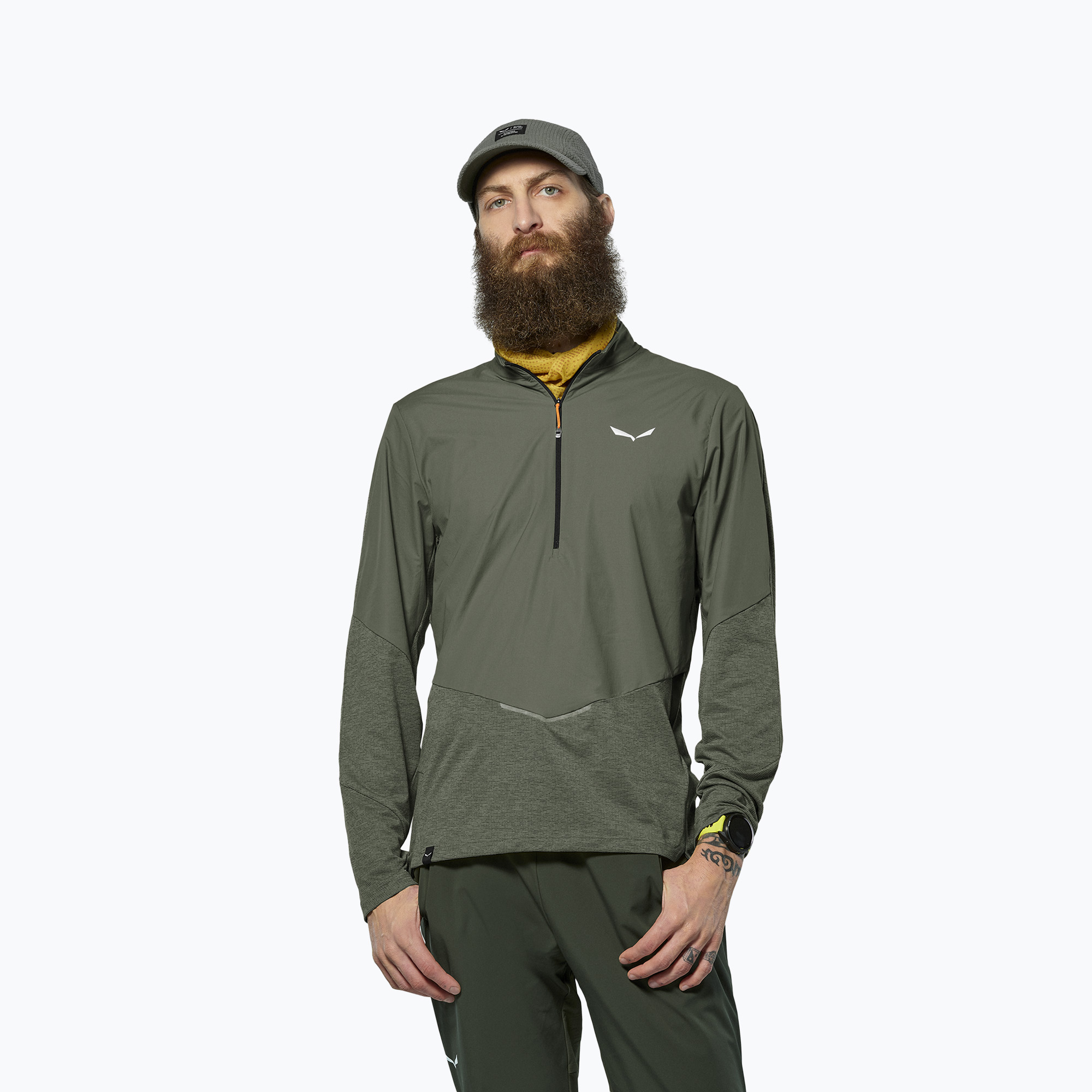 Longsleeve męski Salewa Pedroc Dry Wind Half Zip Tee faded green 