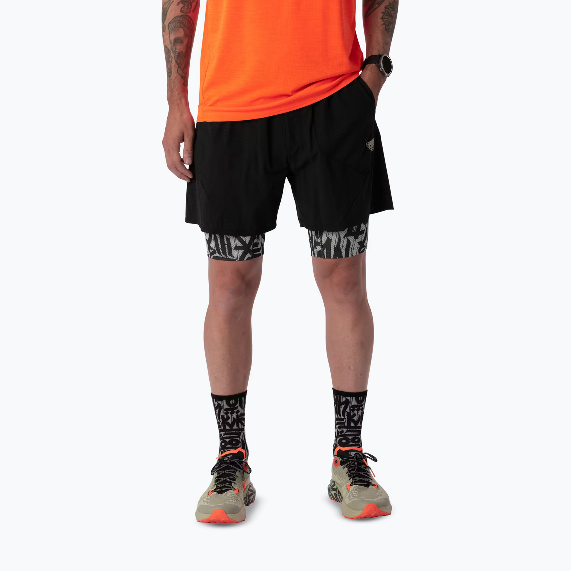 Spodenki do biegania męskie DYNAFIT Trail 2IN1 black out overcast 