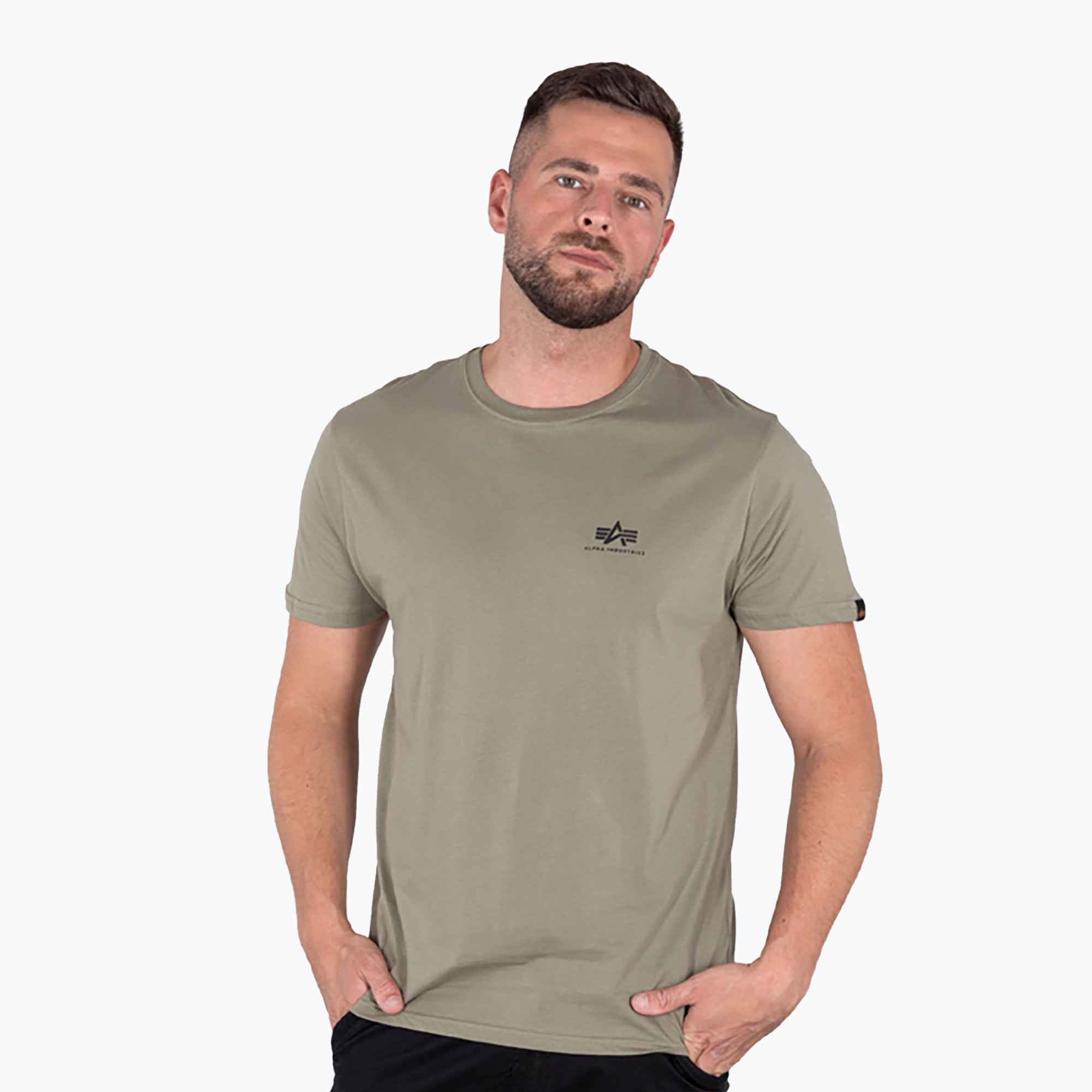Maglietta Alpha Industries Basic Small Logo olive da uomo (S) (Basic Small Logo 188505)