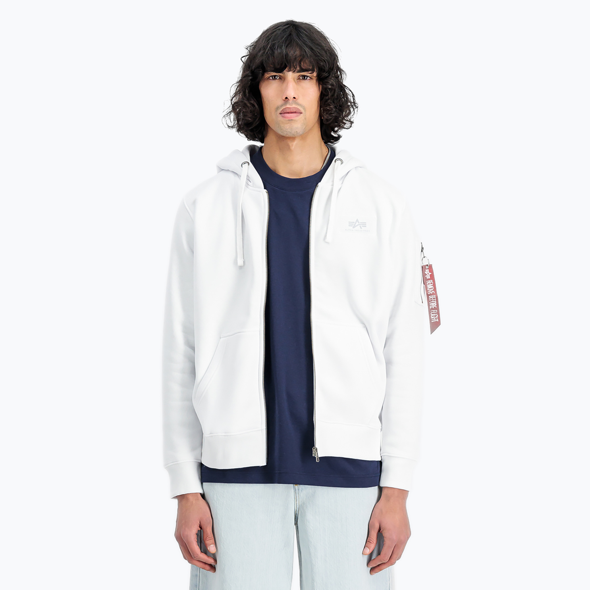 Bluza męska Alpha Industries Back Print Zip white 