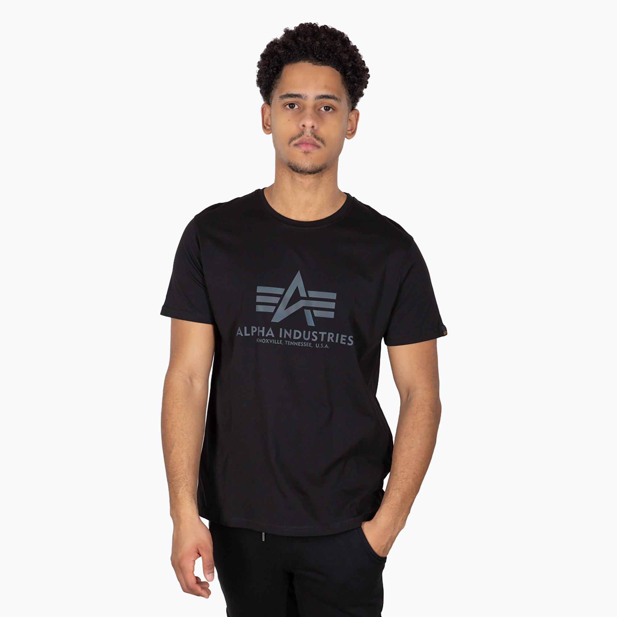 Koszulka męska Alpha Industries Basic Rainbow Reflective black 