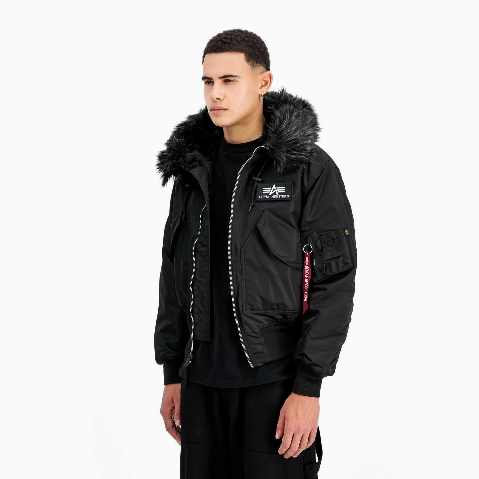 Kurtka męska Alpha Industries 45/P Hooded Custom Bomber black/black 