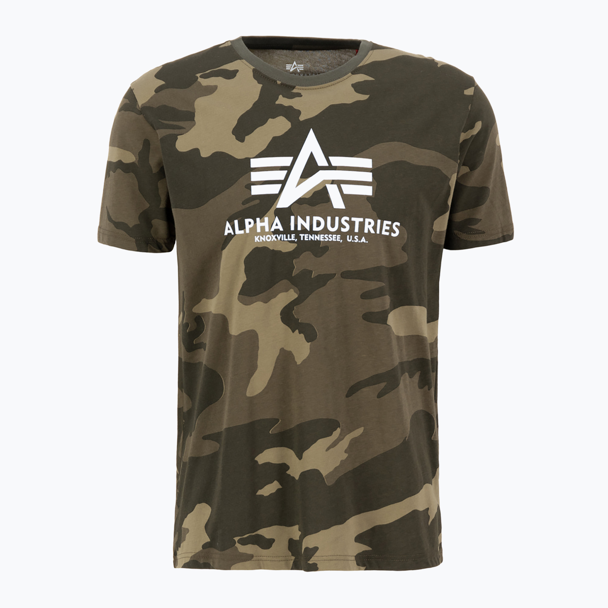 Alpha Industries men's Basic Camo olive camo t-shirt (L)
