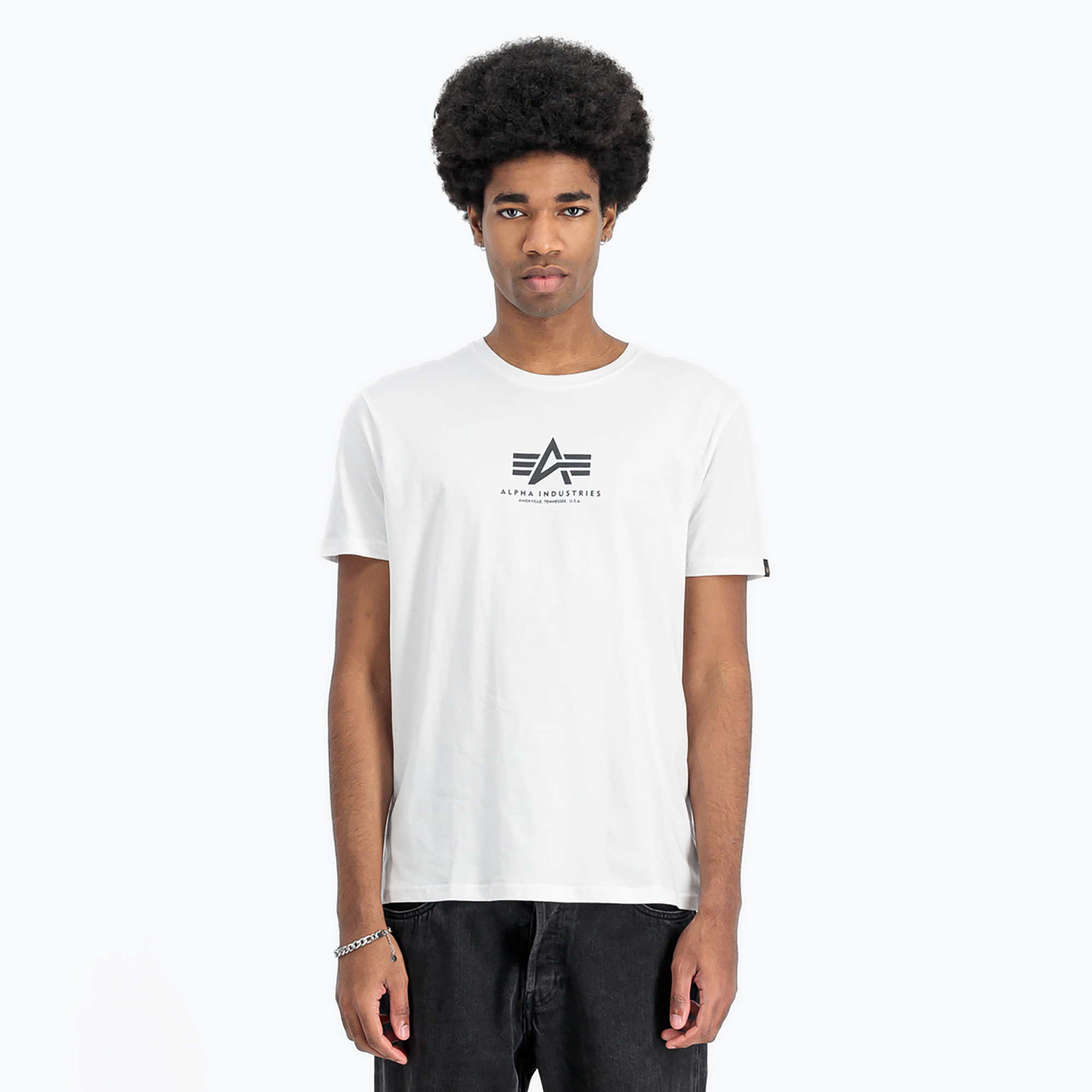 Alpha Industries pánske tričko Basic Mid Logo T-shirt white (Basic Mid Logo 118533)