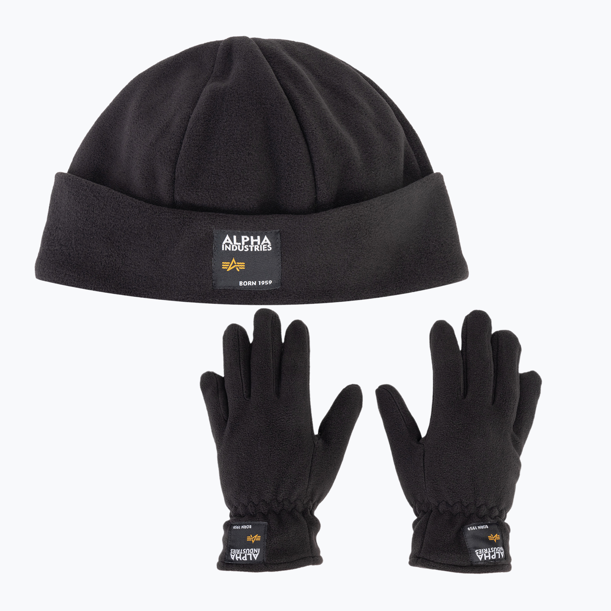 Komplet Alpha Industries Label Fleece čiapka + rukavice black (Label Fleece 11895203)