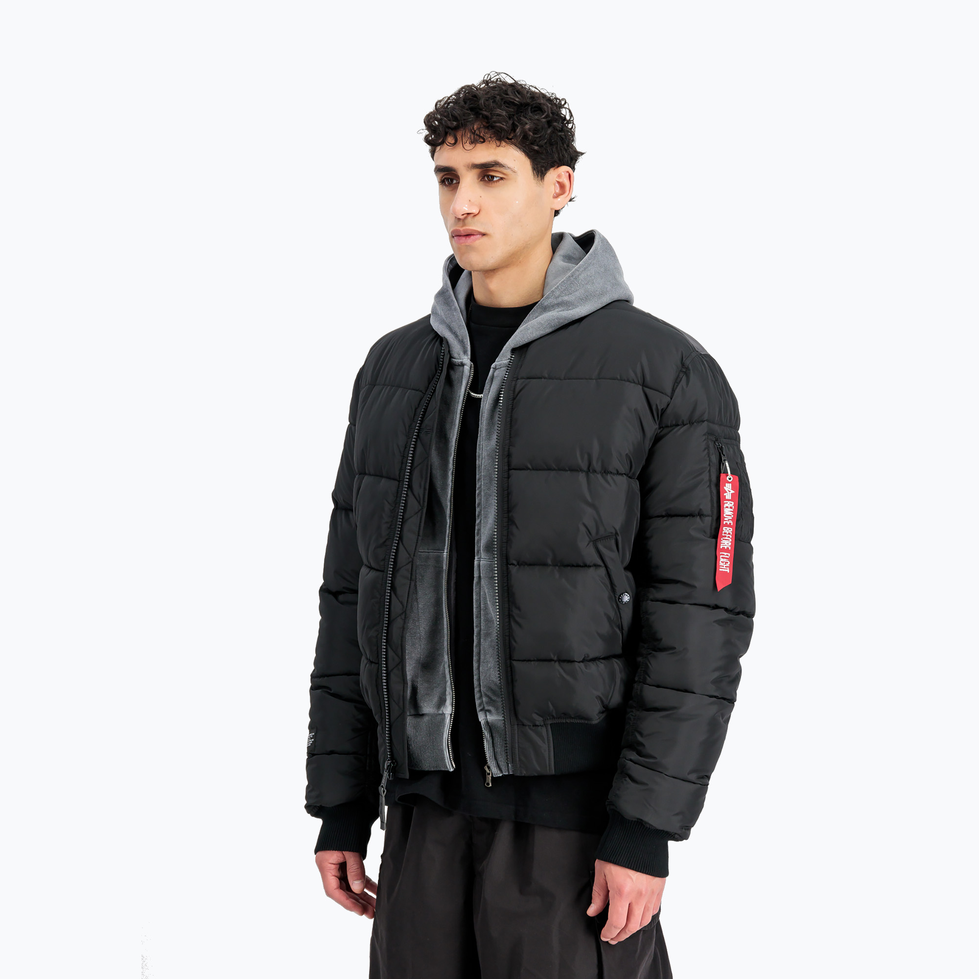 Kurtka ociepalana męska Alpha Industries MA-1 Logo Puffer Bomber black 