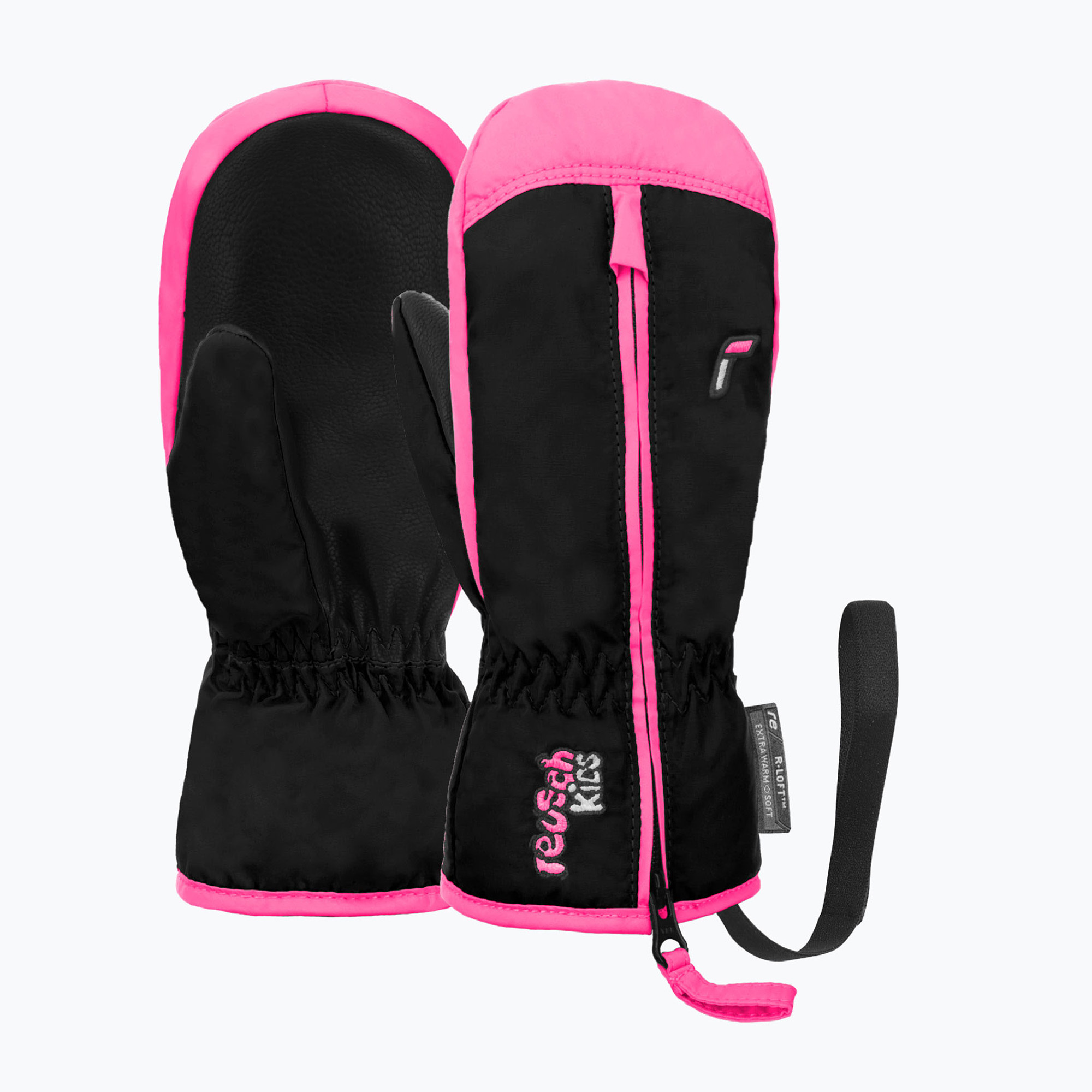 Детски скиорски ръкавици Reusch Ben Mitten black/ knockout pink