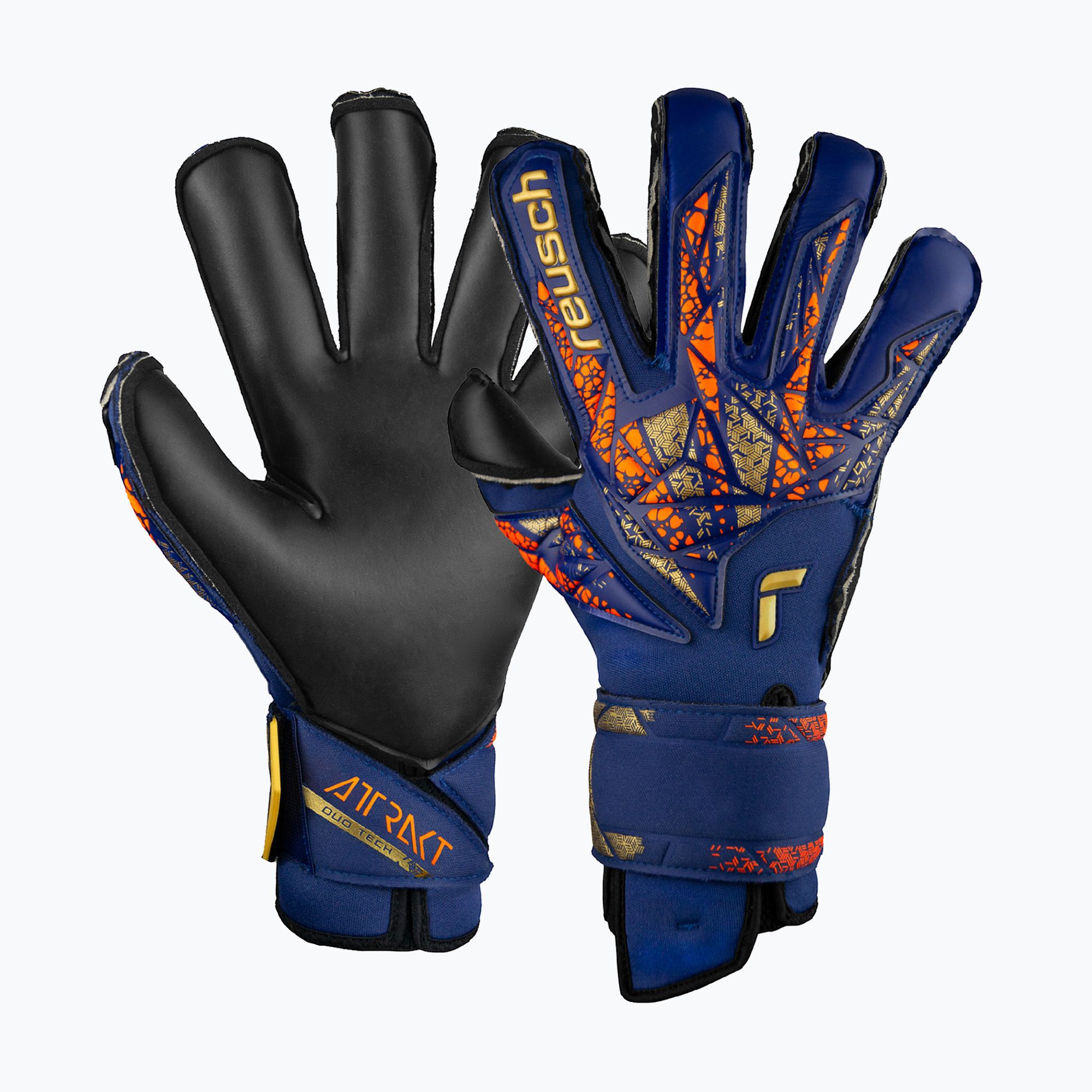 Brankárske rukavice Reusch Attrakt Duo Evolution premium blue/gold/black (Attrakt Duo Evolution 5470055)