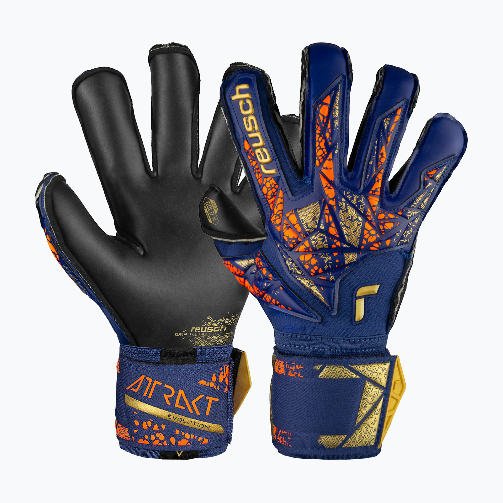 Rękawice bramkarskie Reusch Attrakt Gold X Evolution premium blue/gold/black 