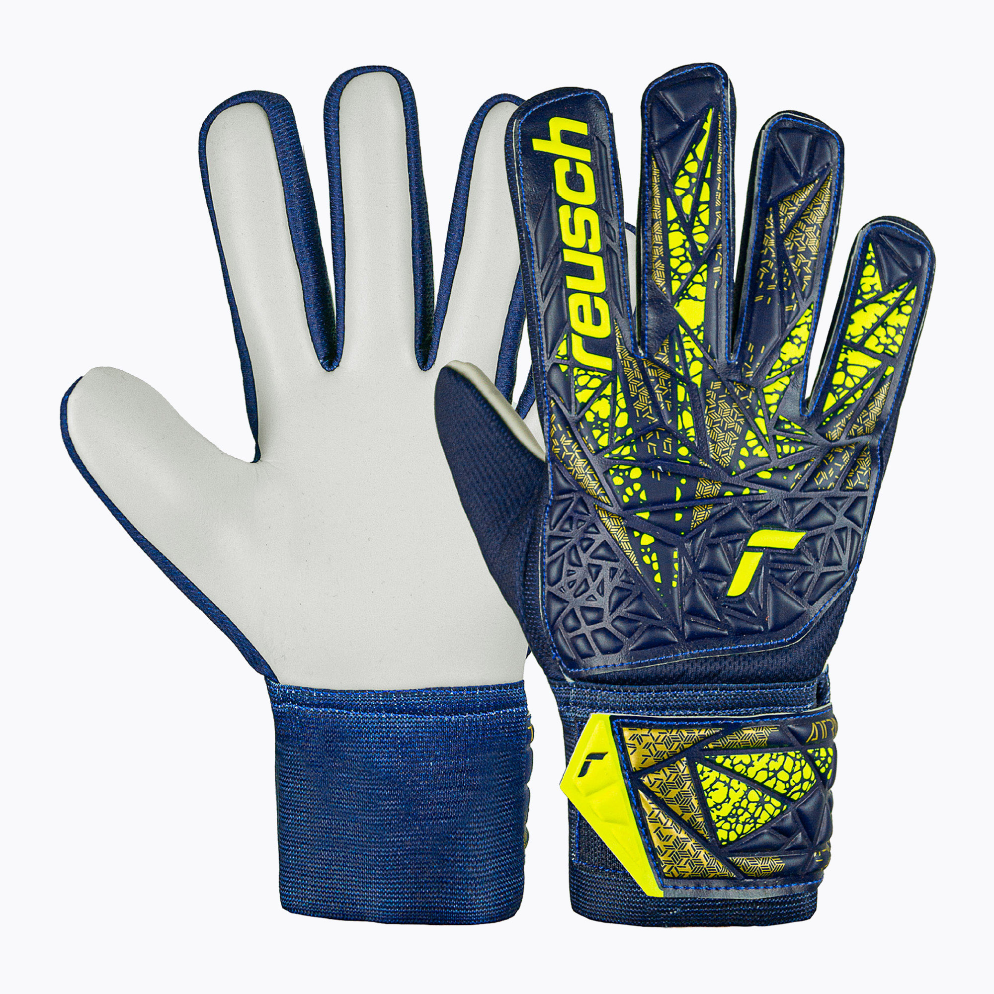 Вратарски ръкавици Reusch Attrakt Starter Solid premium blue/sfty yellow