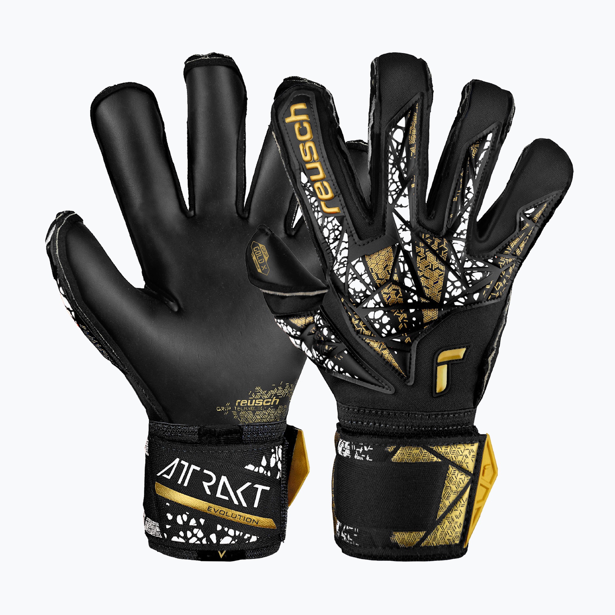 Rękawice bramkarskie Reusch Attrakt Gold X Evolution Cut Finger Support black/gold/white/black 