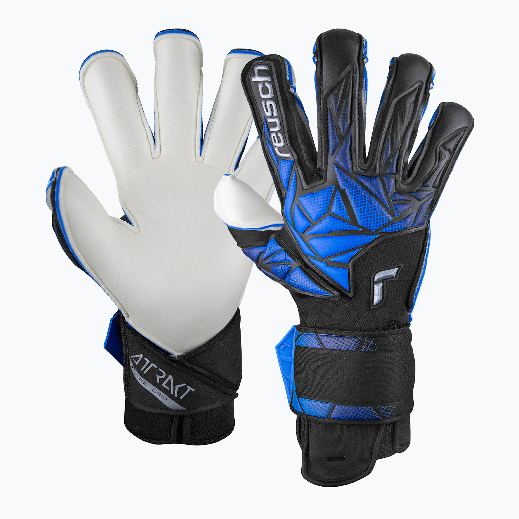 Detské brankárske rukavice Reusch Attrakt RE:GRIP black/electric blue (Attrakt RE:GRIP 5470555)