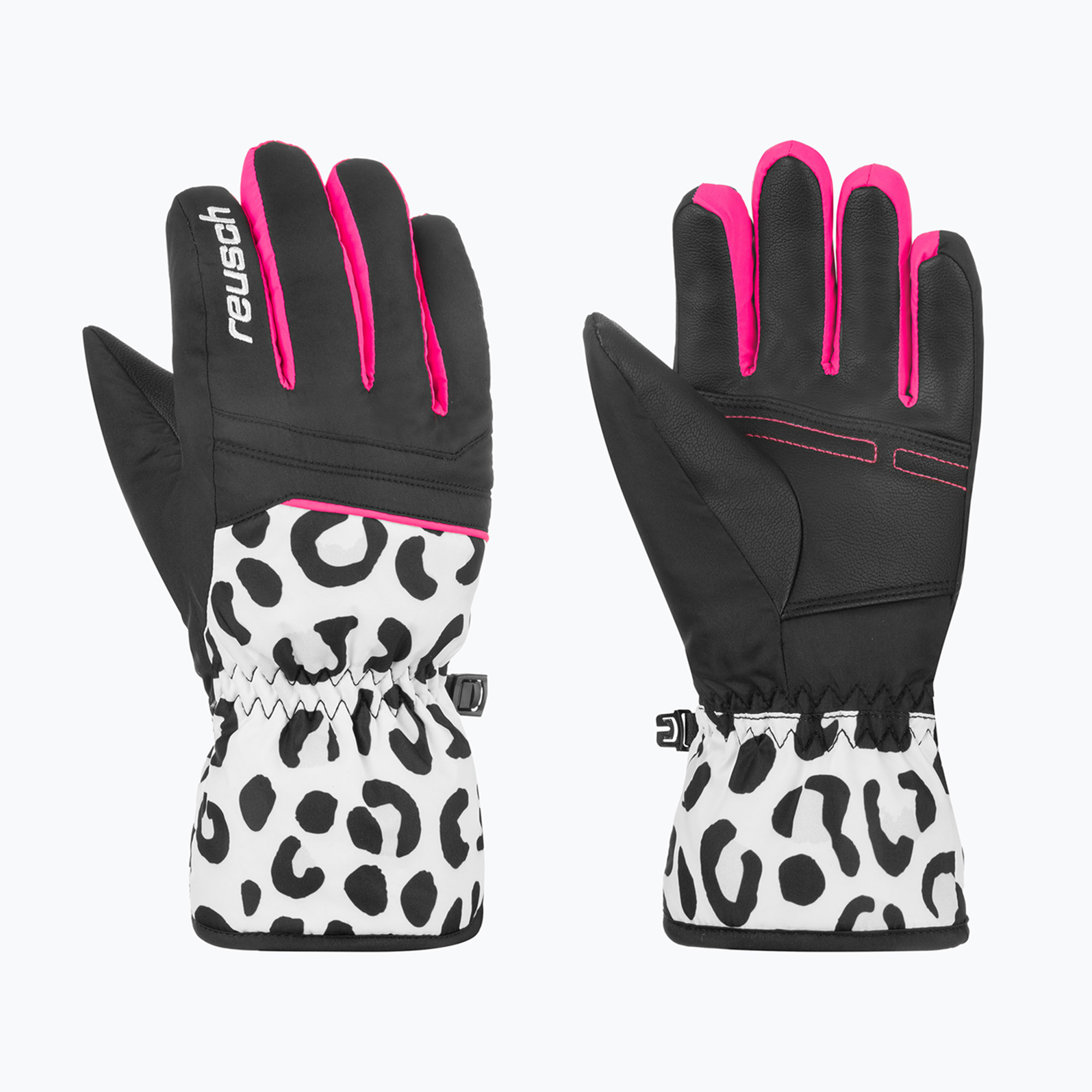 Детски скиорски ръкавици Reusch Alan Junior white/grey leopard
