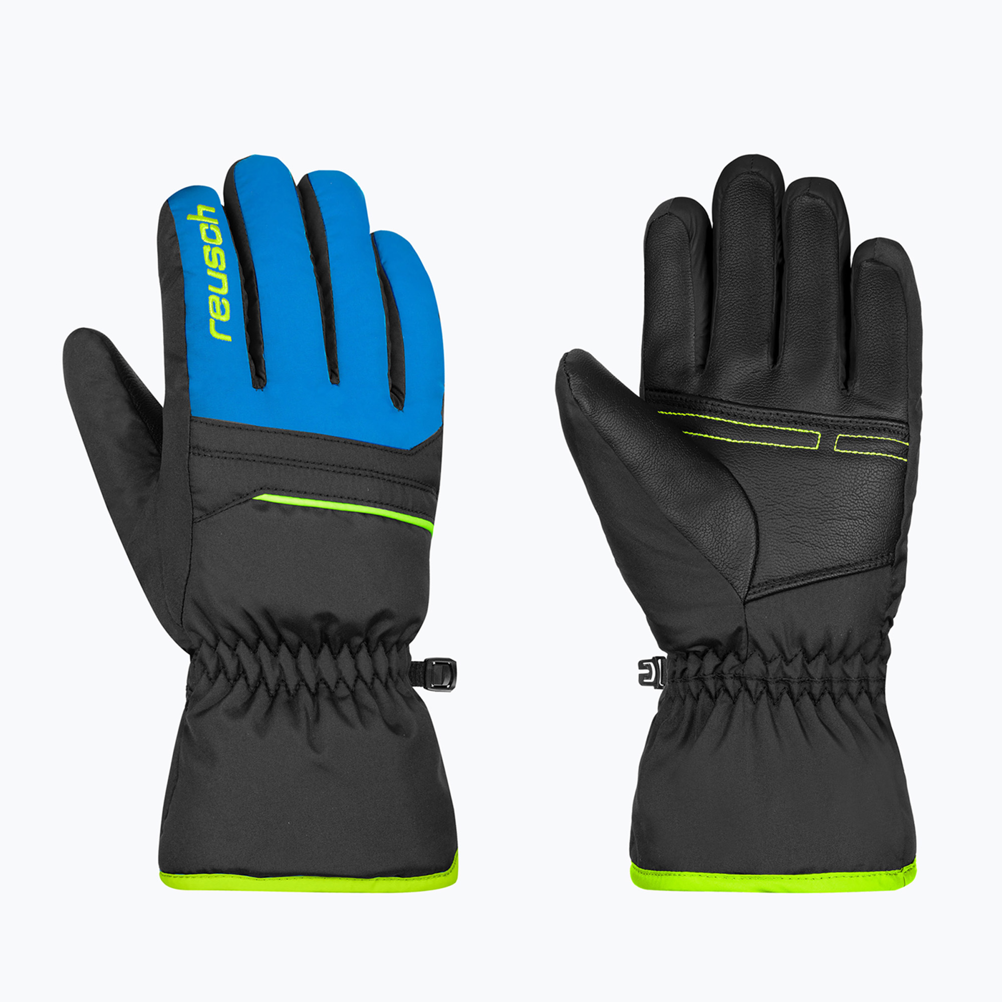 Detské lyžiarske rukavice  Reusch Alan Junior black/brilliant blue/safety yellow
