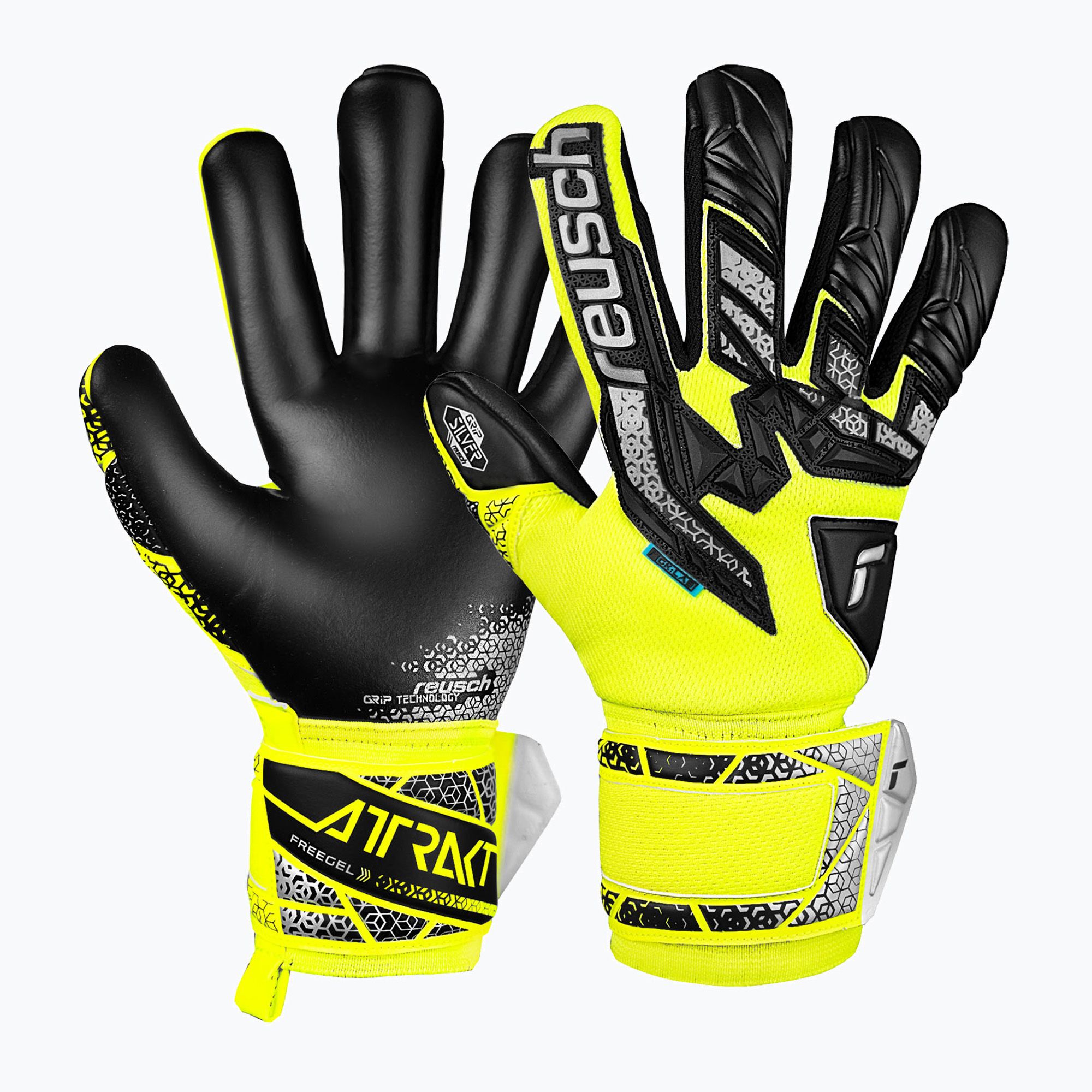Reusch Attrakt Freegel Silver bezpečnostné brankárske rukavice žltá/strieborná/čierna (Attrakt Freegel Silver 5570235-2025)