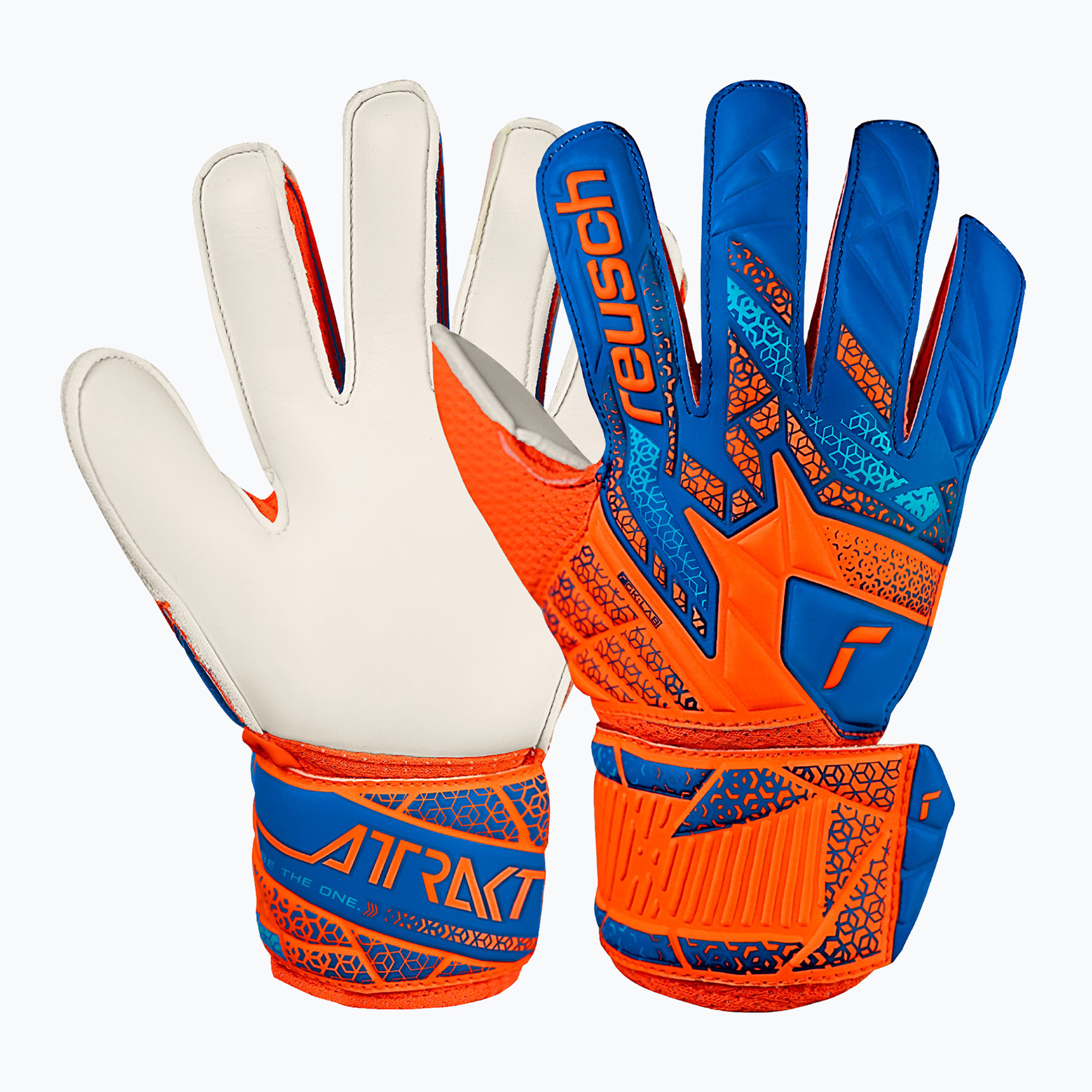 Детски вратарски ръкавици Reusch Attrakt Solid Junior shocking orange/blue