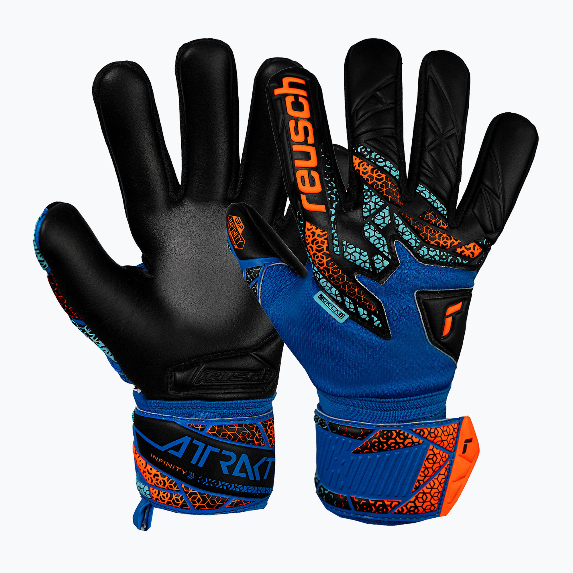 Guanti da portiere Reusch Attrakt Infinity NC Junior blu elettrico/arancio shocking/nero (5) (Attrakt Infinity NC Junior 5572725-4468)