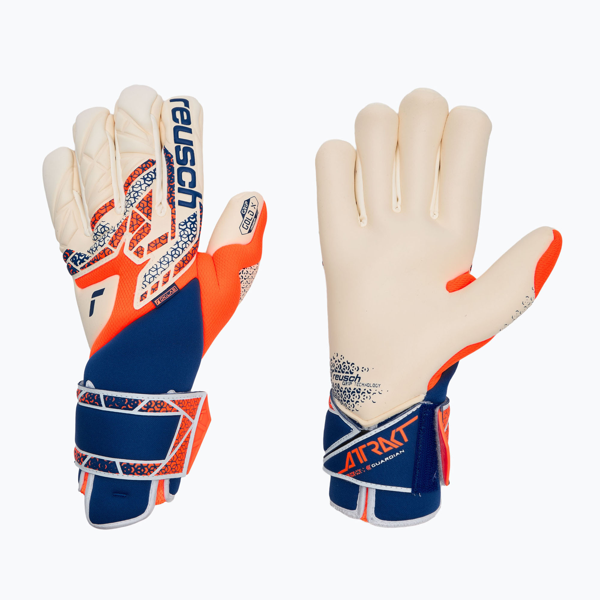 Rękawice bramkarskie Reusch Attrakt Gold X Guardian shocking orange/energize blue 