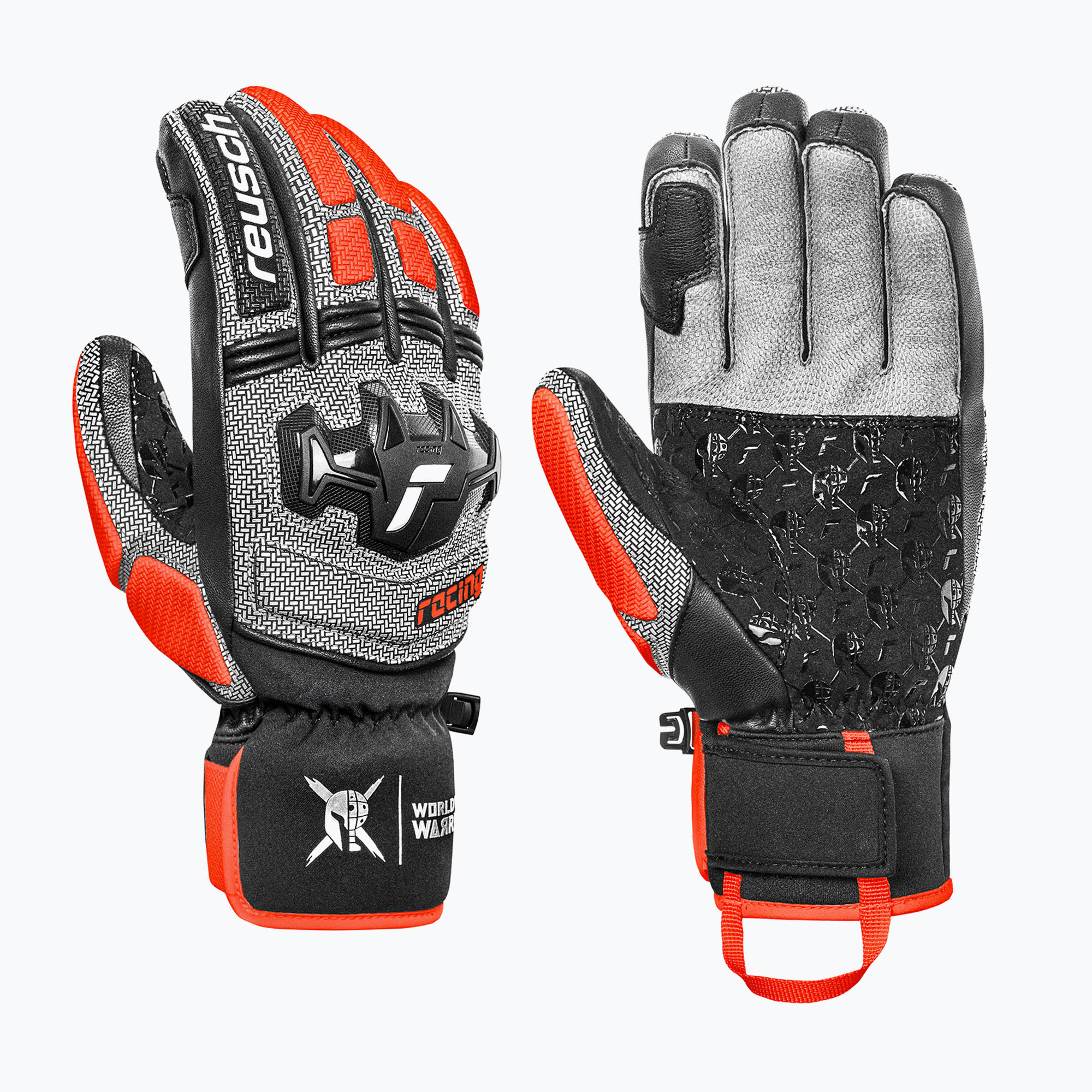 Pánske lyžiarske rukavice Reusch Worldcup Warrior SC black/silver/fluo red