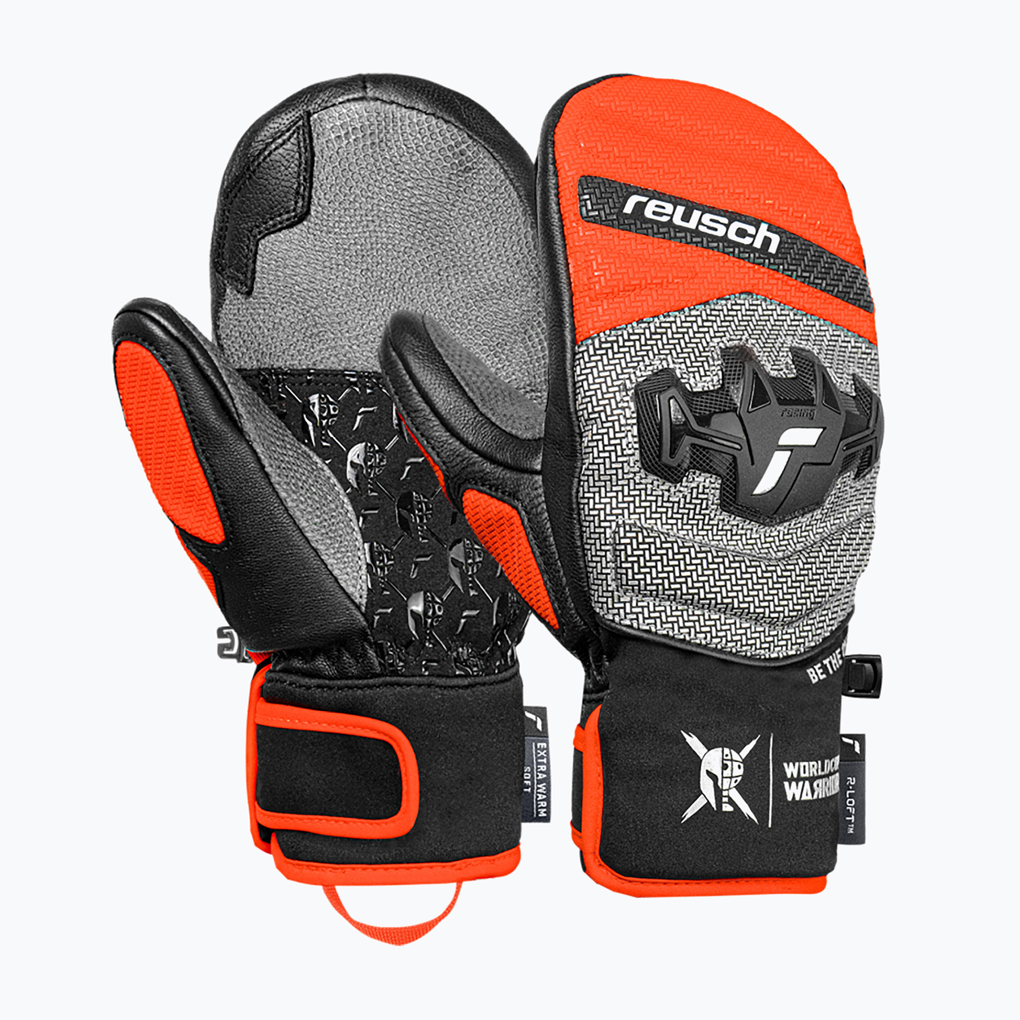Детски скиорски ръкавици Reusch Worldcup Warrior GS Mitten black/silver/fluo red