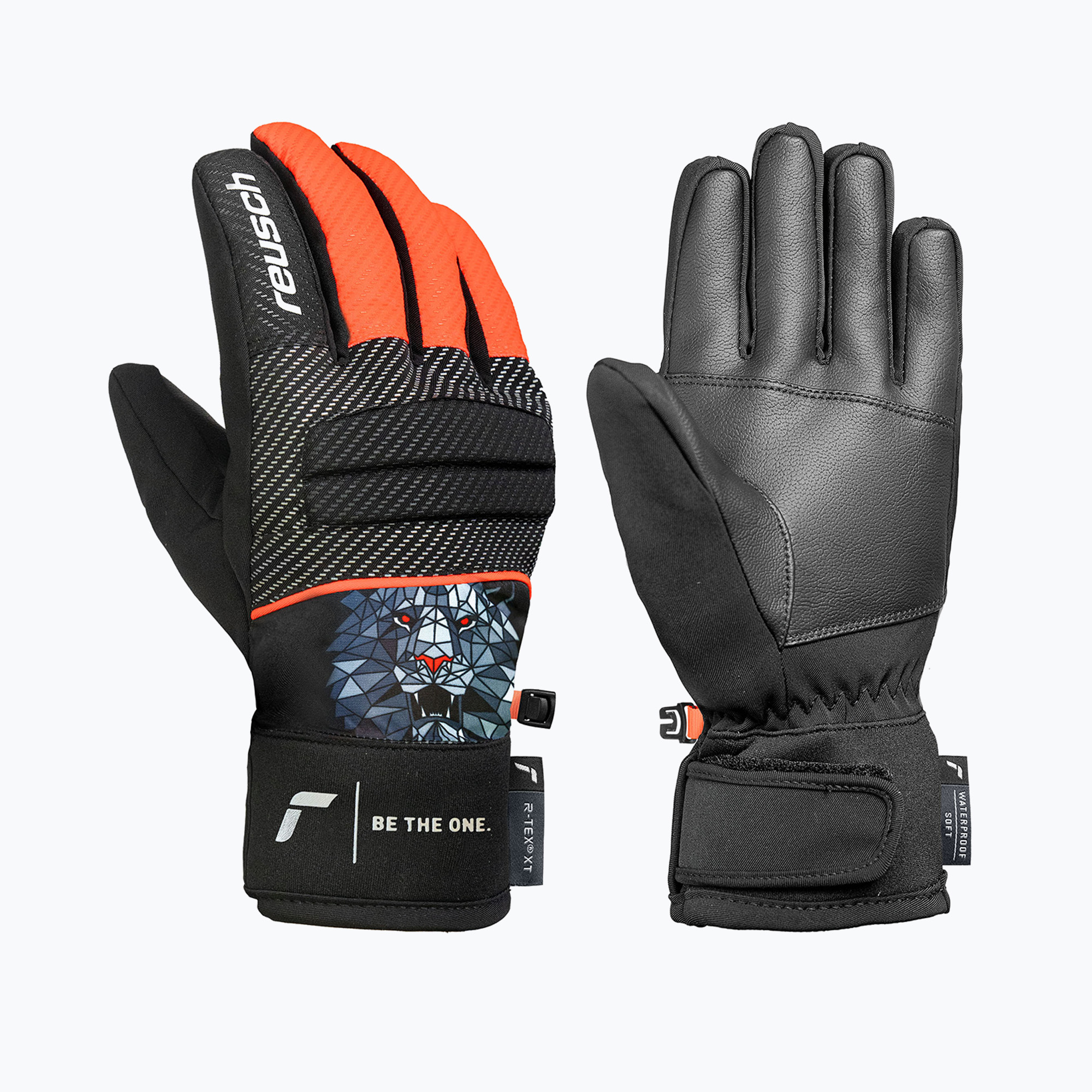 Детски скиорски ръкавици Reusch Warrior R-Tex XT Junior blck/silver/fluo red