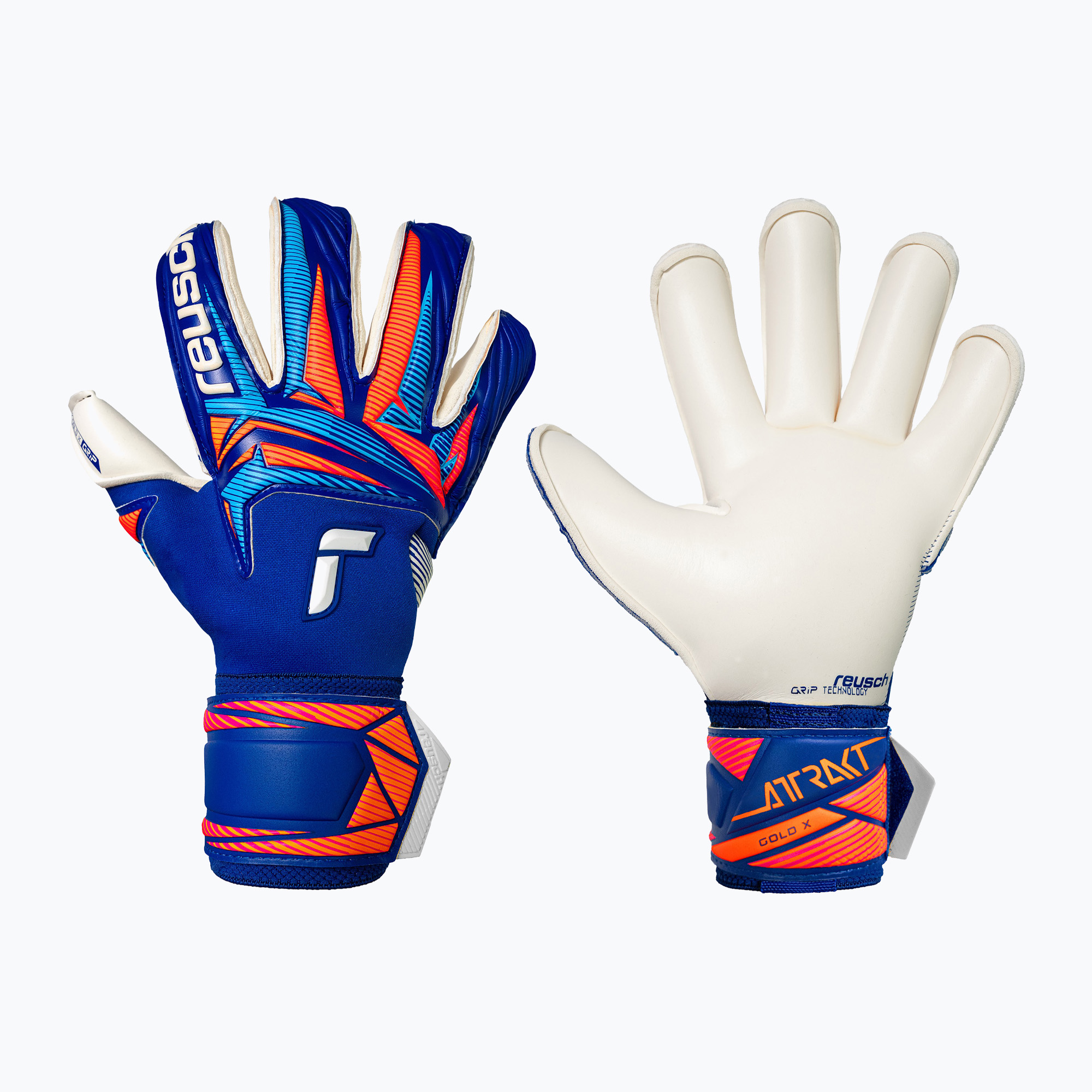 Вратарски ръкавици Reusch Attrakt Gold X Roll Finger sharp blue/white/shocking orange