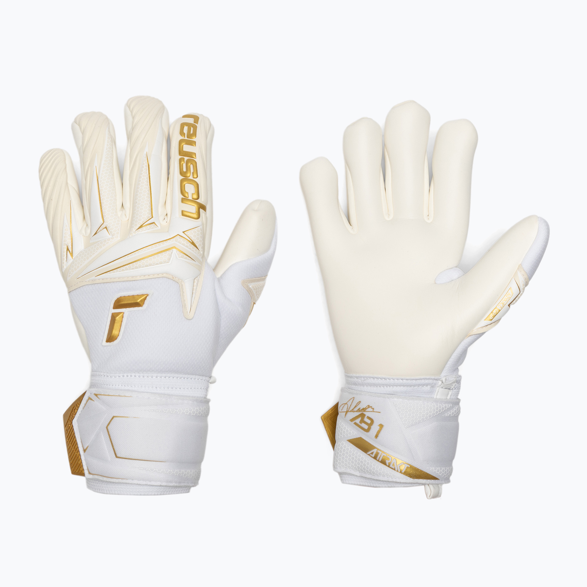 Вратарски ръкавици Reusch Attrakt AB1 Advance white/gold