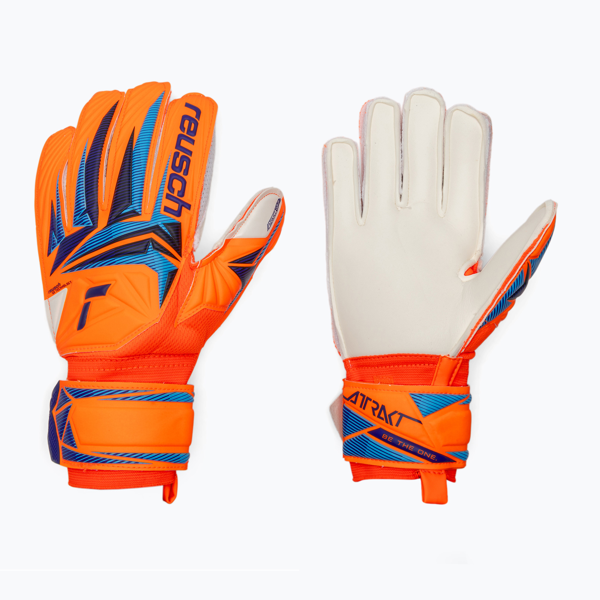 Detské brankárske rukavice Reusch Attrakt Advance Junior shocking orange/blue (Attrakt Advance Junior 5672214-2290)
