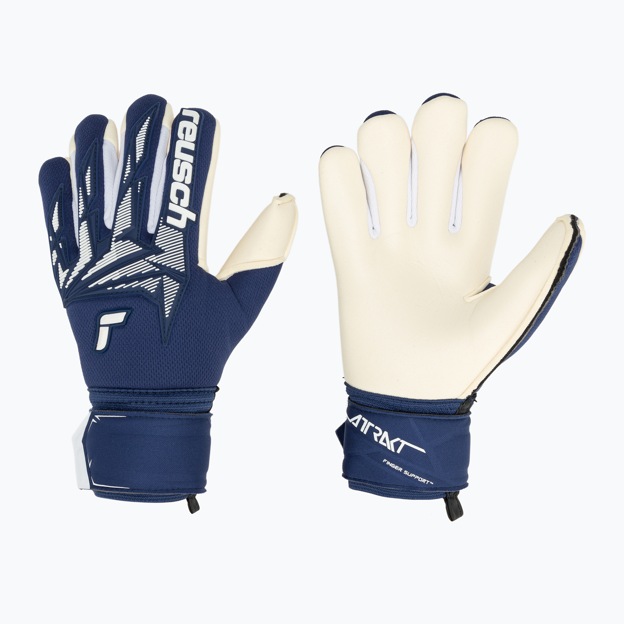 Rękawice bramkarskie Reusch Attrakt Freegel Gold X Finger Support Junior premium blue/white 