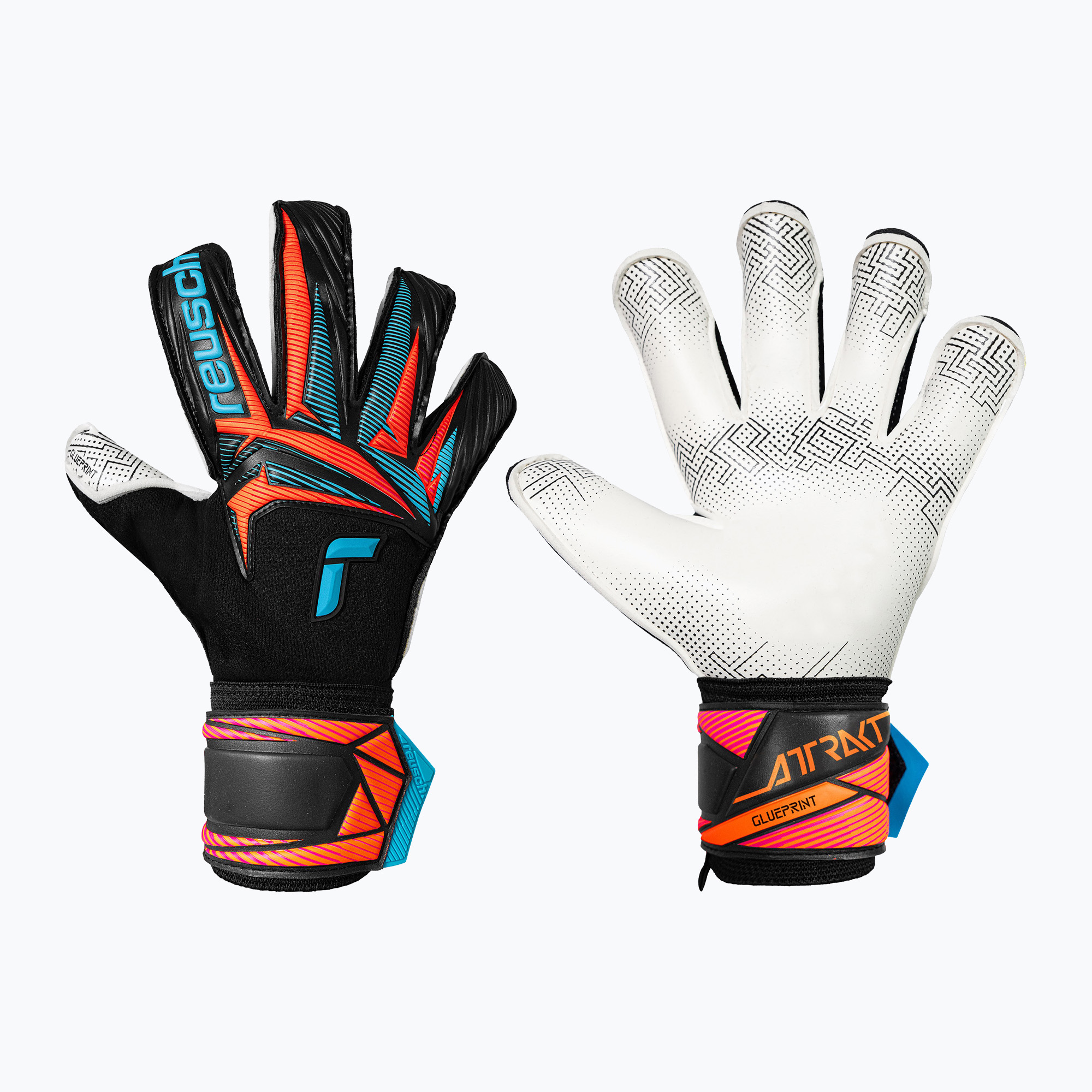 Rękawice bramkarskie Reusch Attrakt Advance Evolution Glueprint black/aqua blue/shocking orange 