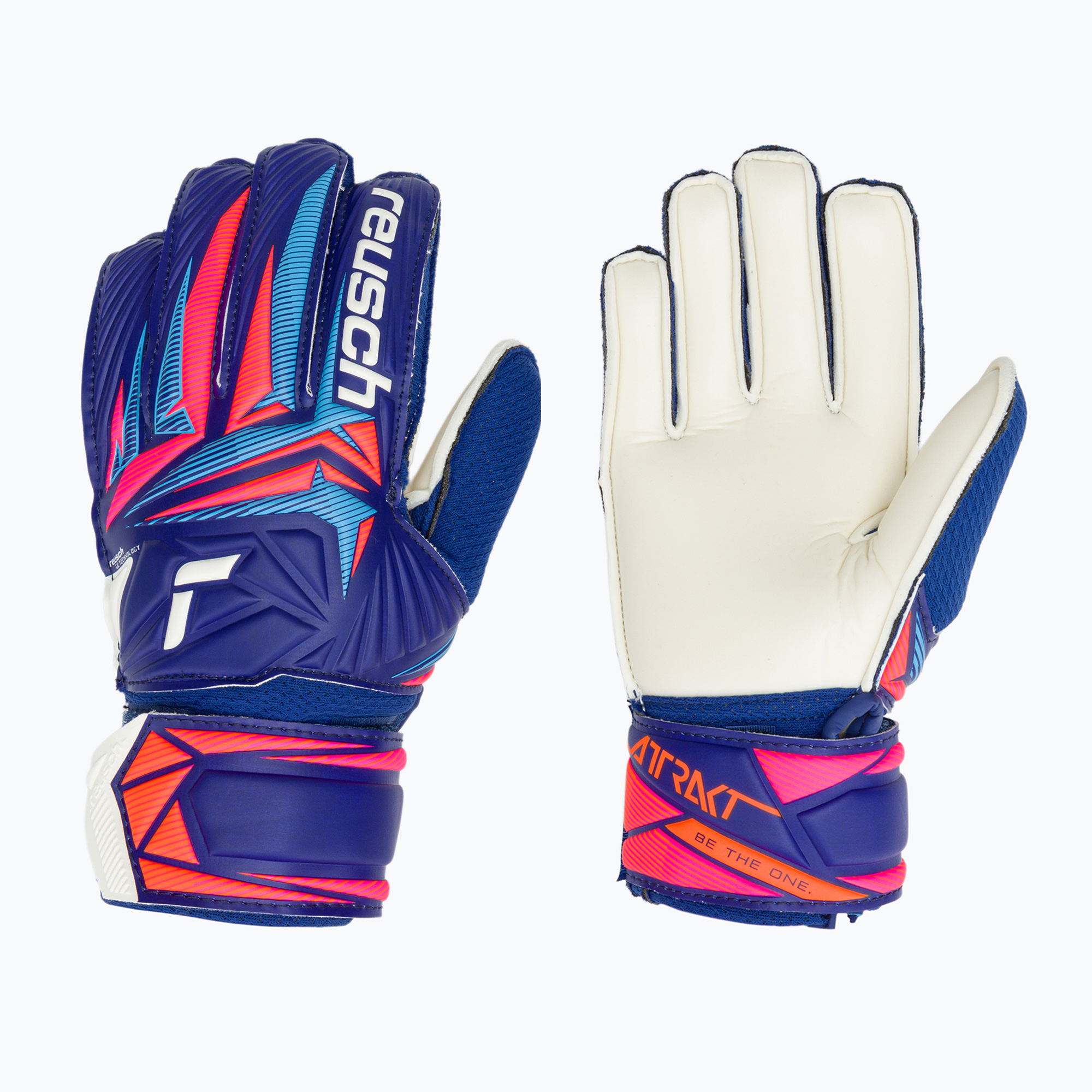 Детски вратарски ръкавици Reusch Attrakt Solid Junior sharp blue/white/shocking orange