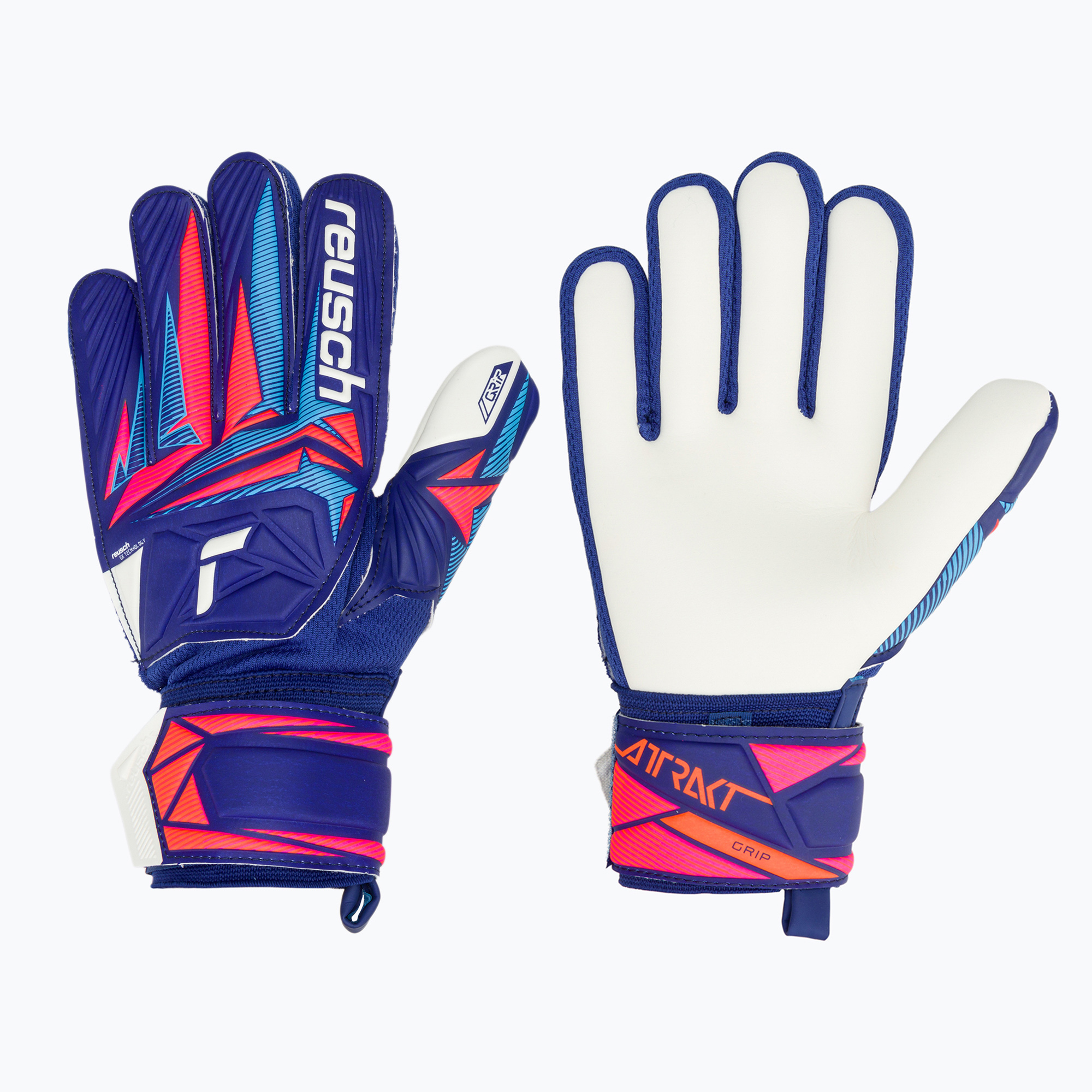 Rękawice bramkarskie dziecięce Reusch Attrakt Grip Junior sharp blue/white/shocking orange 