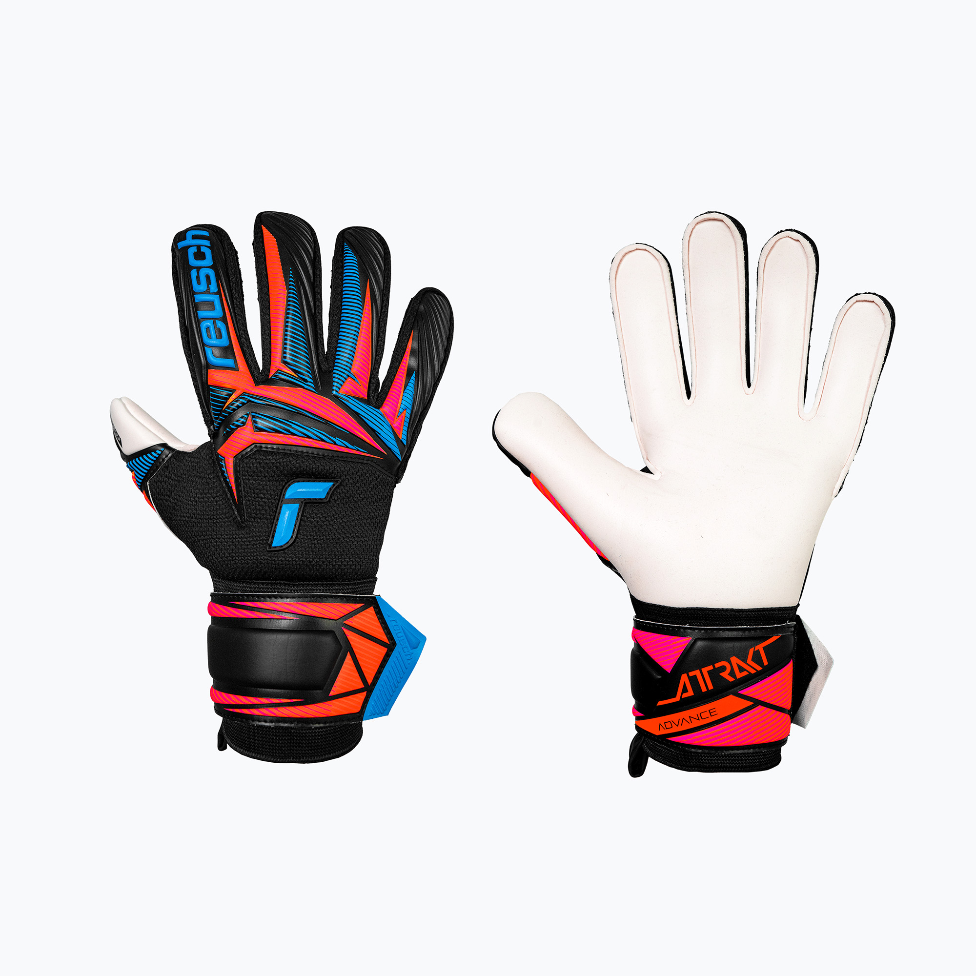 Rękawice bramkarskie Reusch Attrakt Advance black/aqua blue/shocking orange 