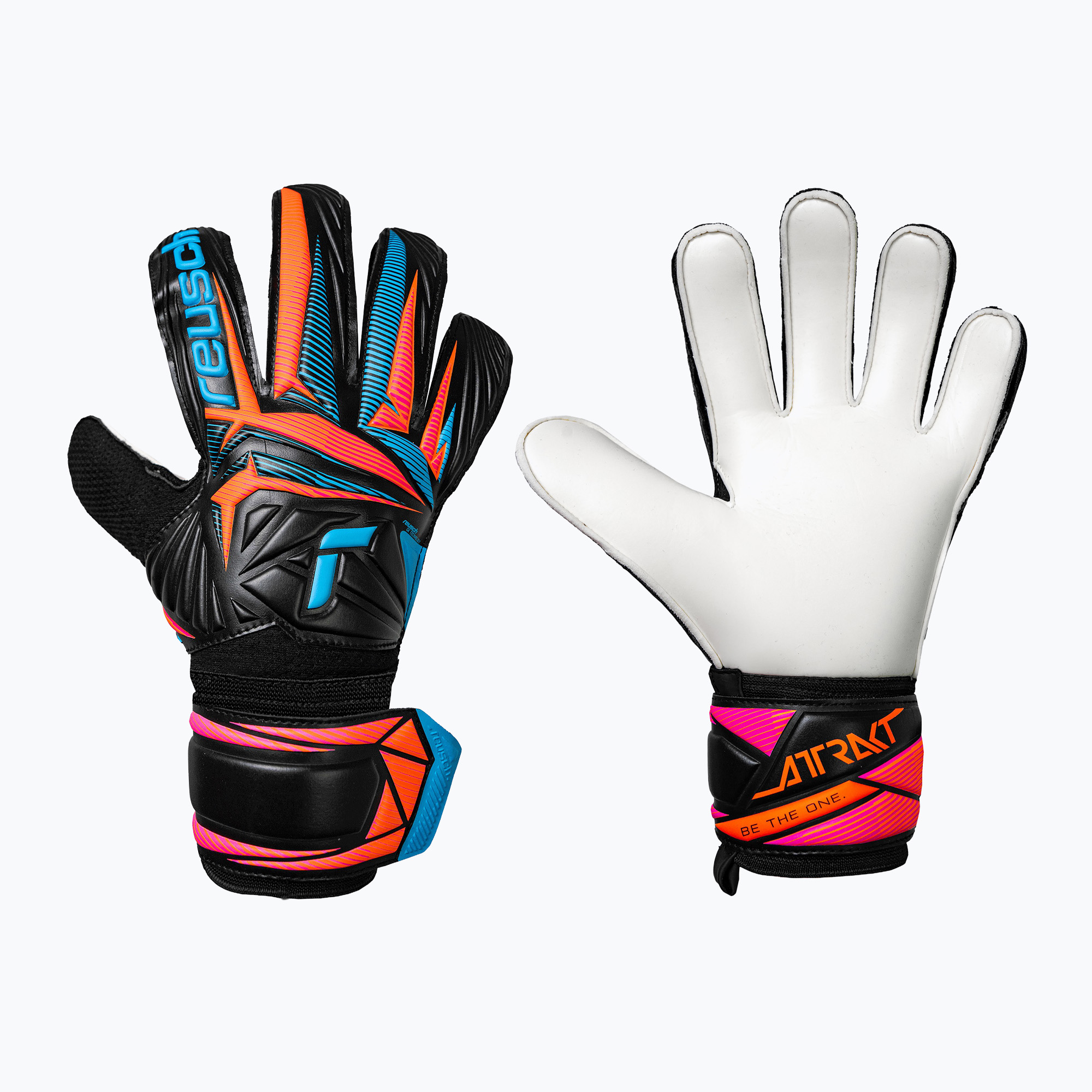 Rękawice bramkarskie Reusch Attrakt Solid black/aqua blue/shocking orange 