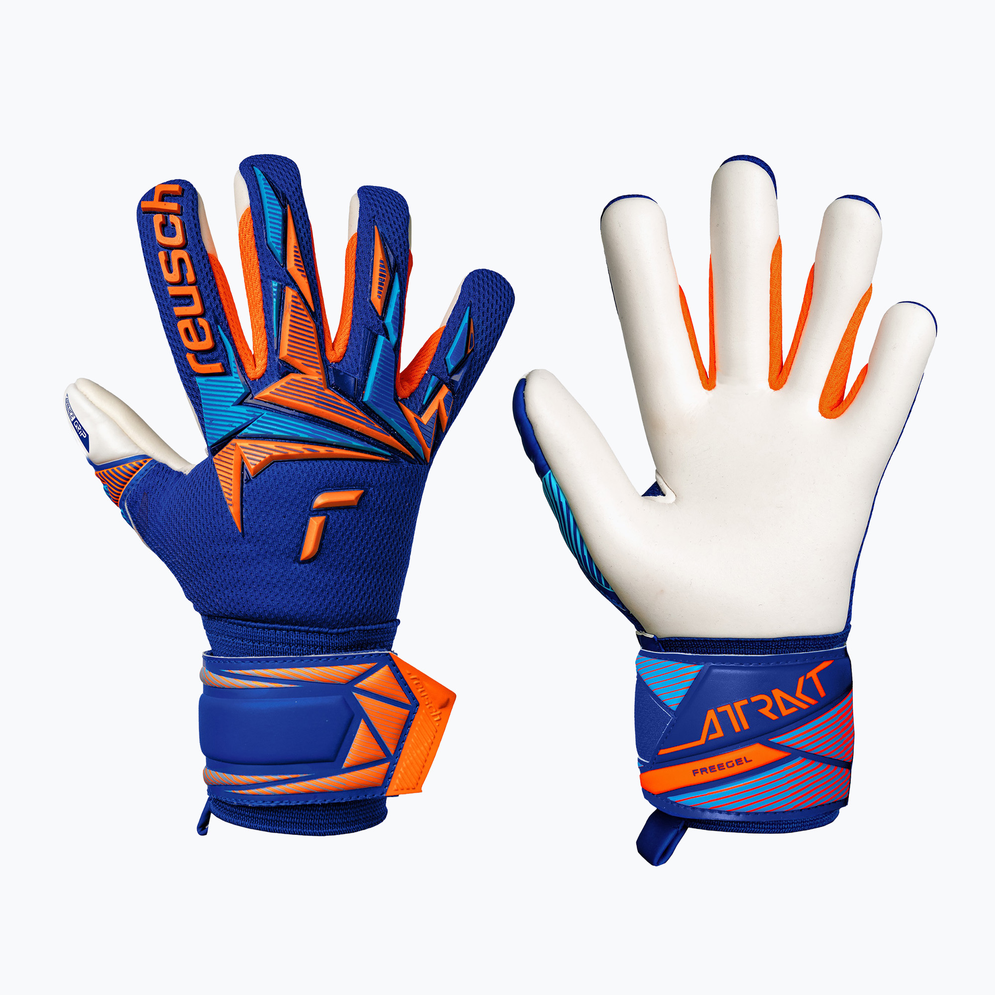 Rękawice bramkarskie dziecięce Reusch Attrakt Freegel Advance Junior sharp blue/shocking orange
