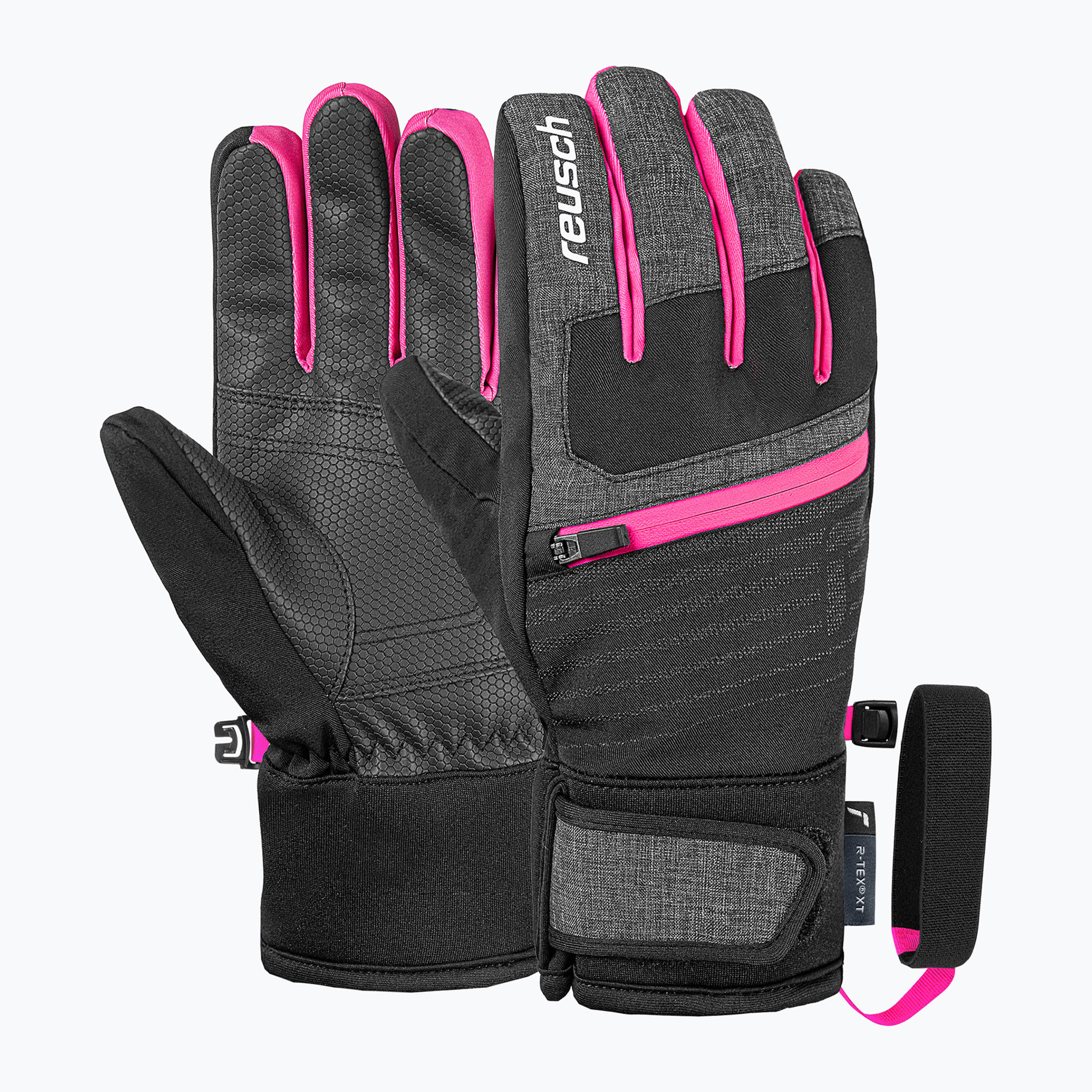 Детски скиорски ръкавици Reusch Leo R-Tex XT black/black melange/pink glo