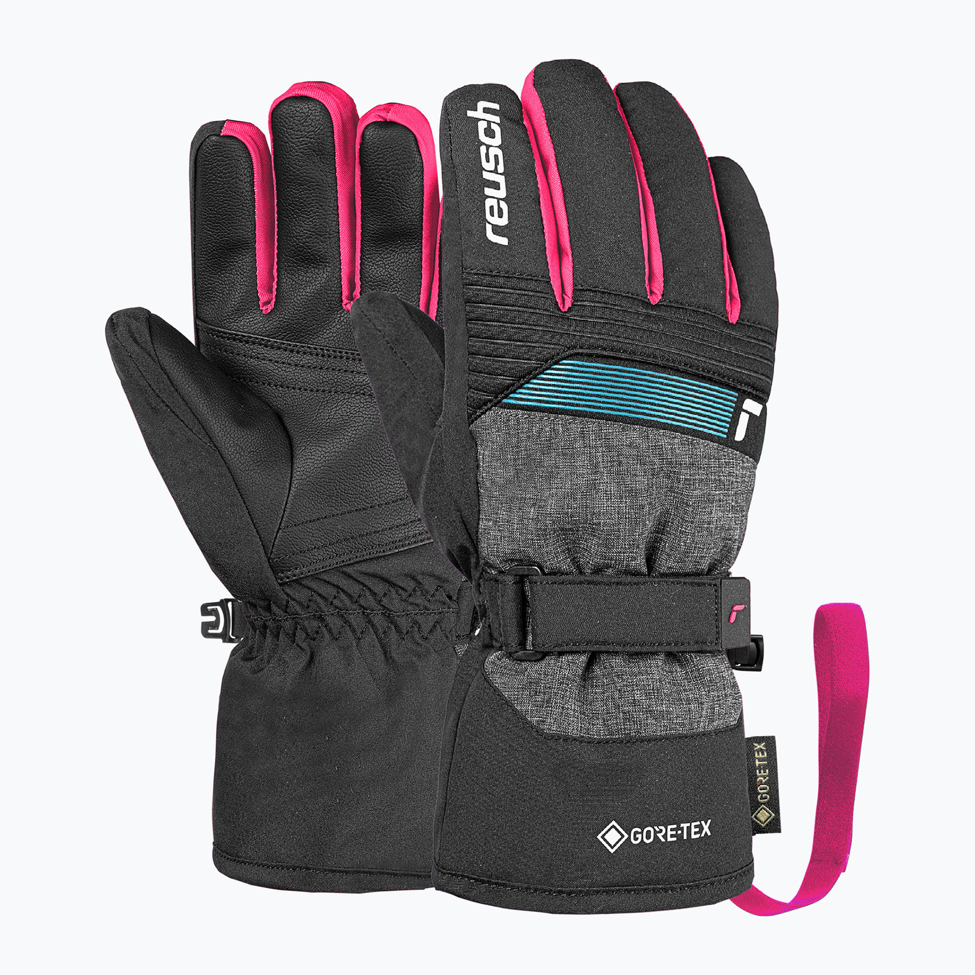 Детски скиорски ръкавици Reusch Rocket GORE-TEX black/black melange/pink glo