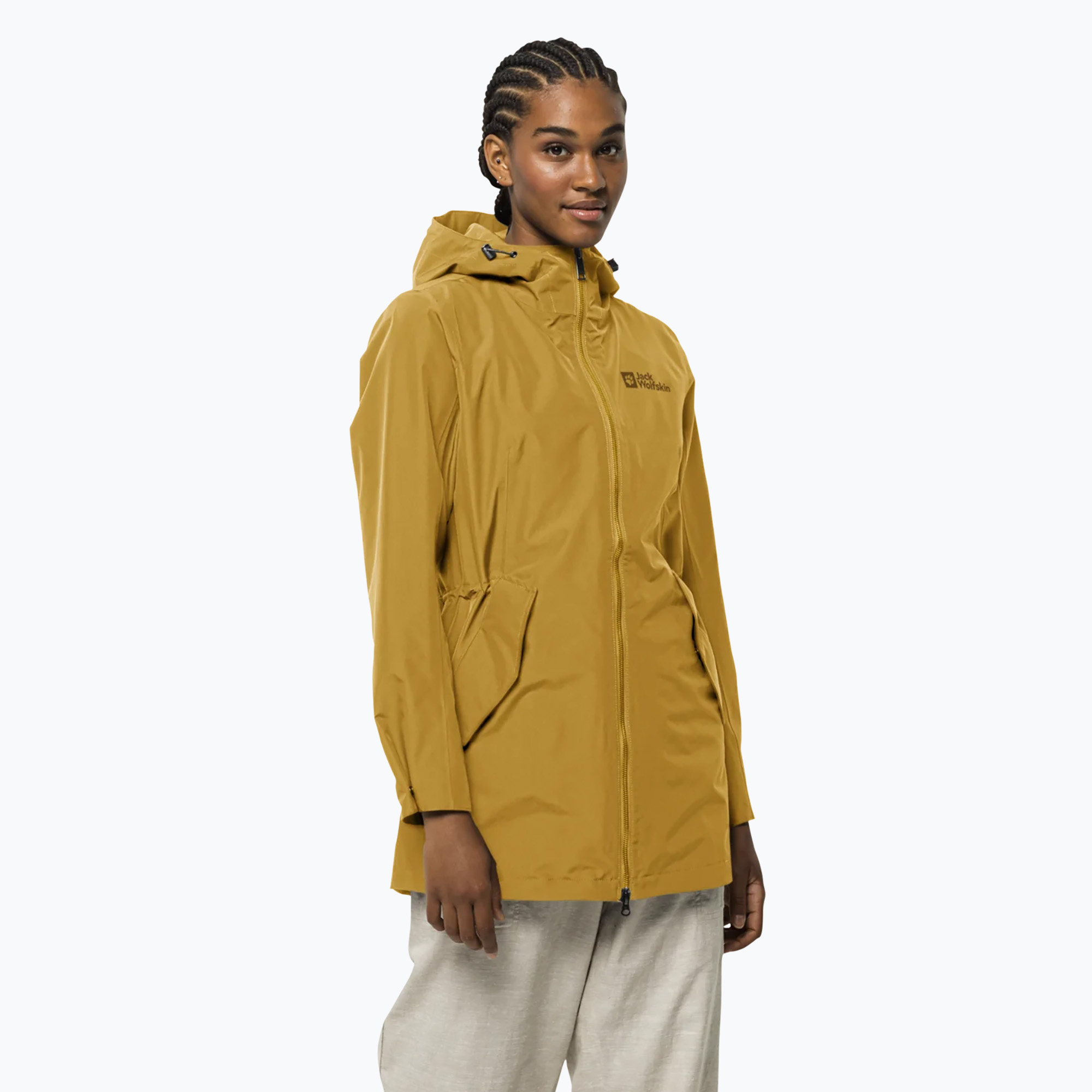 Płaszcz przeciwdeszczowy damski Jack Wolfskin Dakar Parka curry 