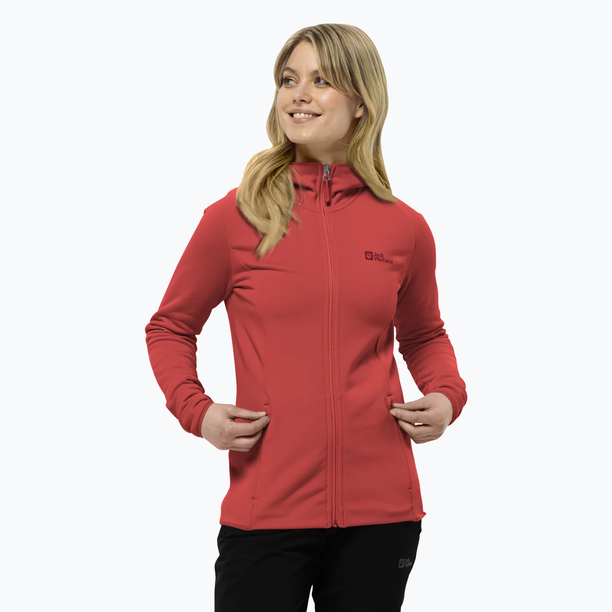 Bluza damska Jack Wolfskin Baiselberg Hooded FZ vibrant red 