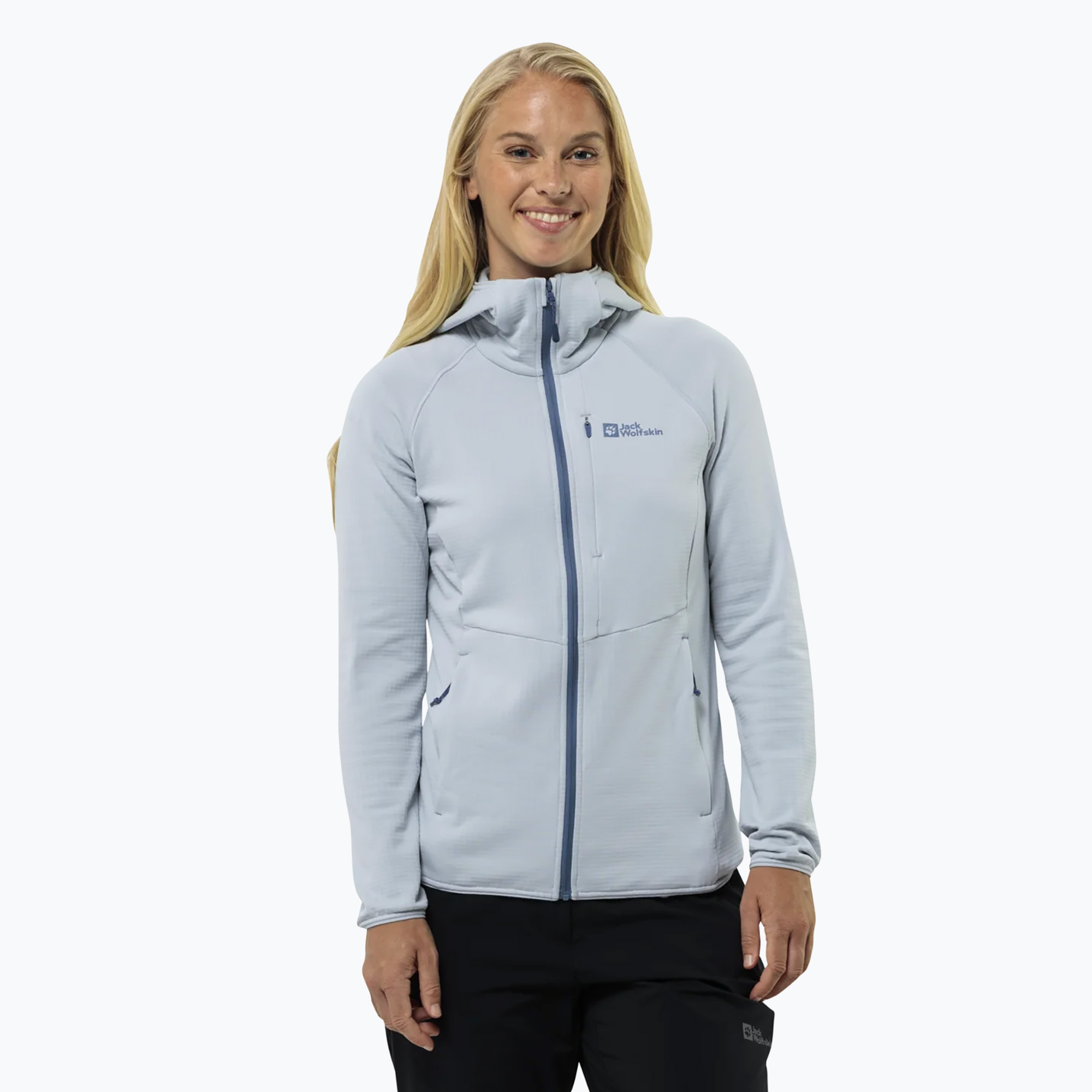 Felpa in pile da donna Jack Wolfskin Kolbenberg Hooded Fz soft blue (S) (Kolbenberg Hooded Fz 1711072)