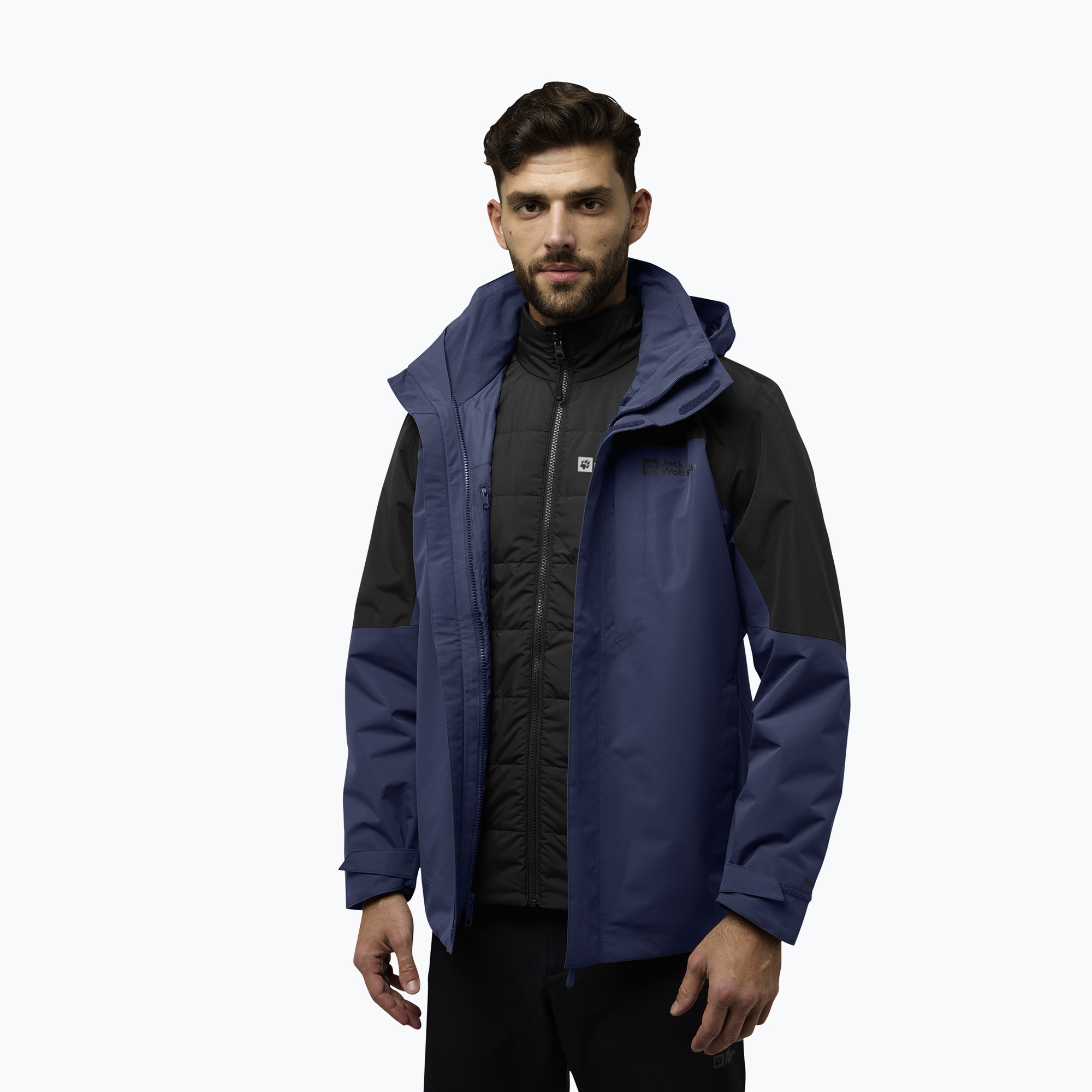 Jack Wolfskin giacca 3 in 1 da uomo Romberg 3In1 cielo di mezzanotte (L) (Romberg 3In1 A61859_C0412_A08)