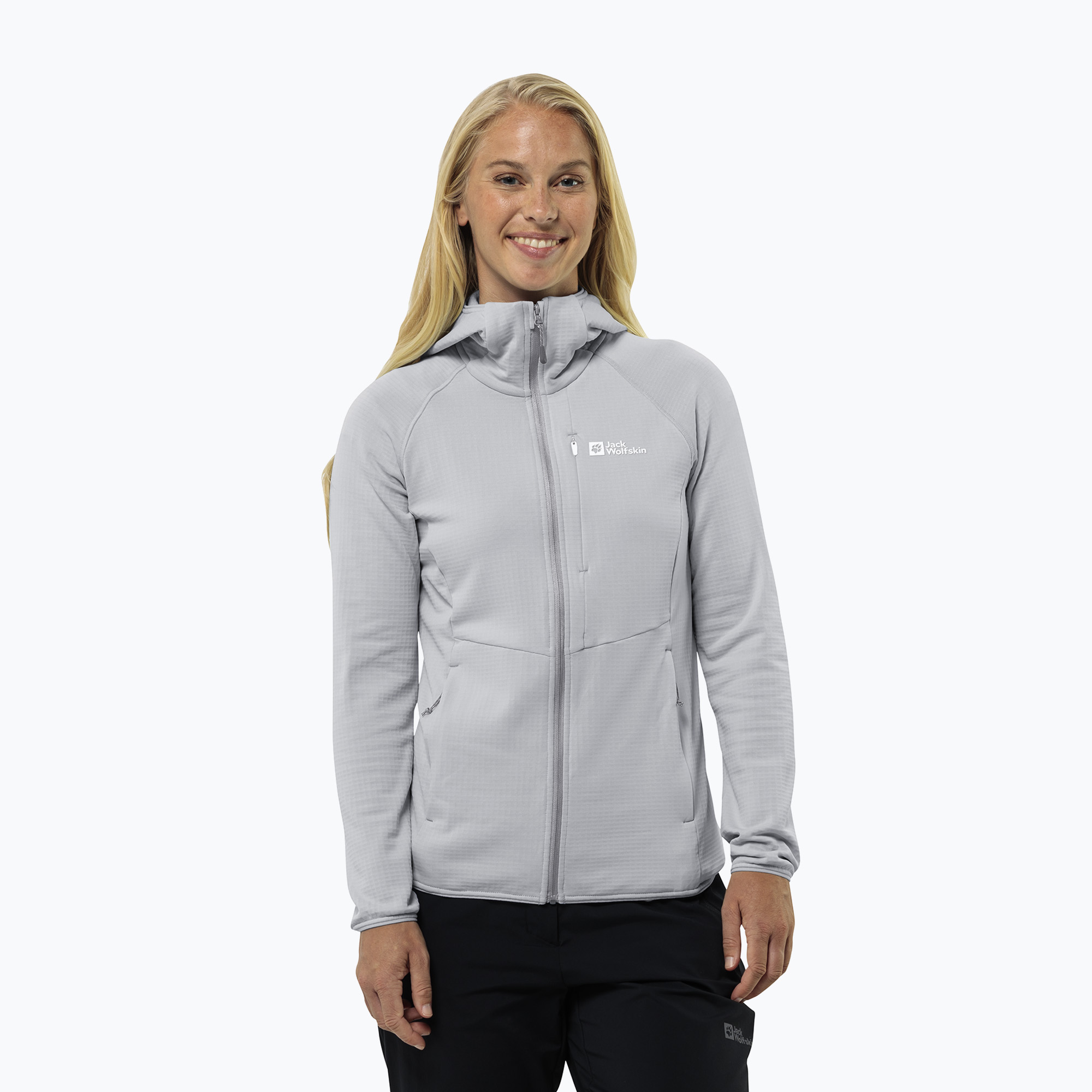 Bluza polarowa damska Jack Wolfskin Kolbenberg Hooded Fz cool grey 