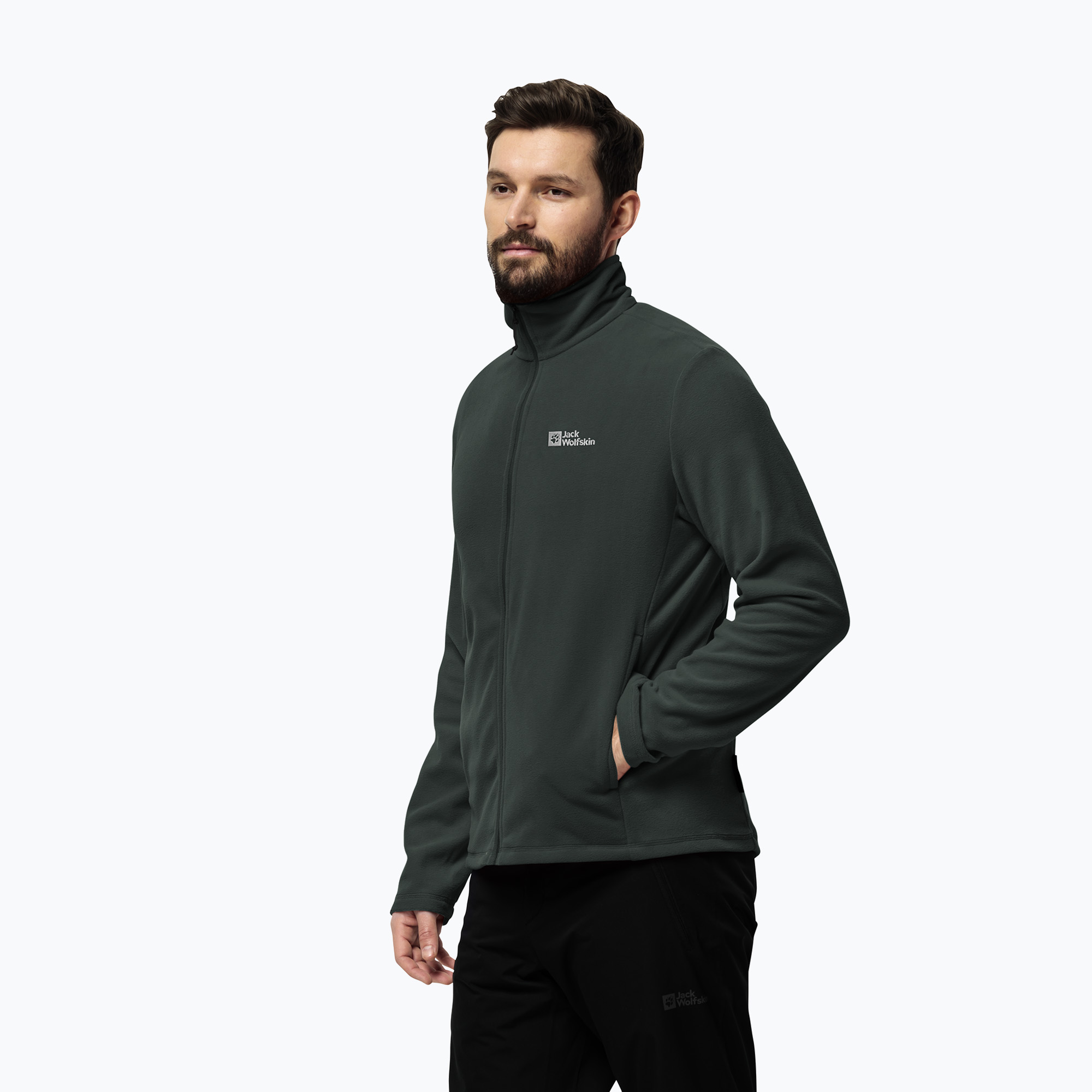 Bluza polarowa męska Jack Wolfskin Taunus Fz black olive/black olive 