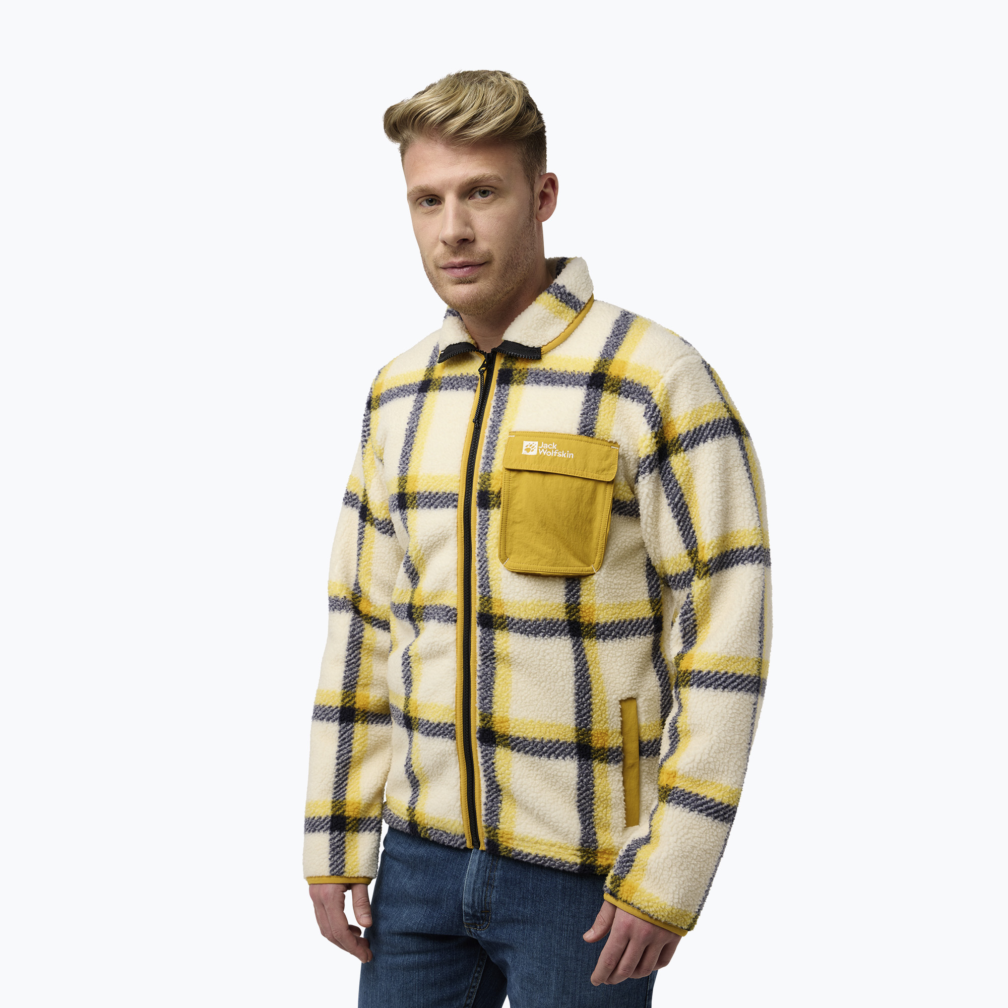 Bluza polarowa męska Jack Wolfskin Felslicht Check panna cotta 