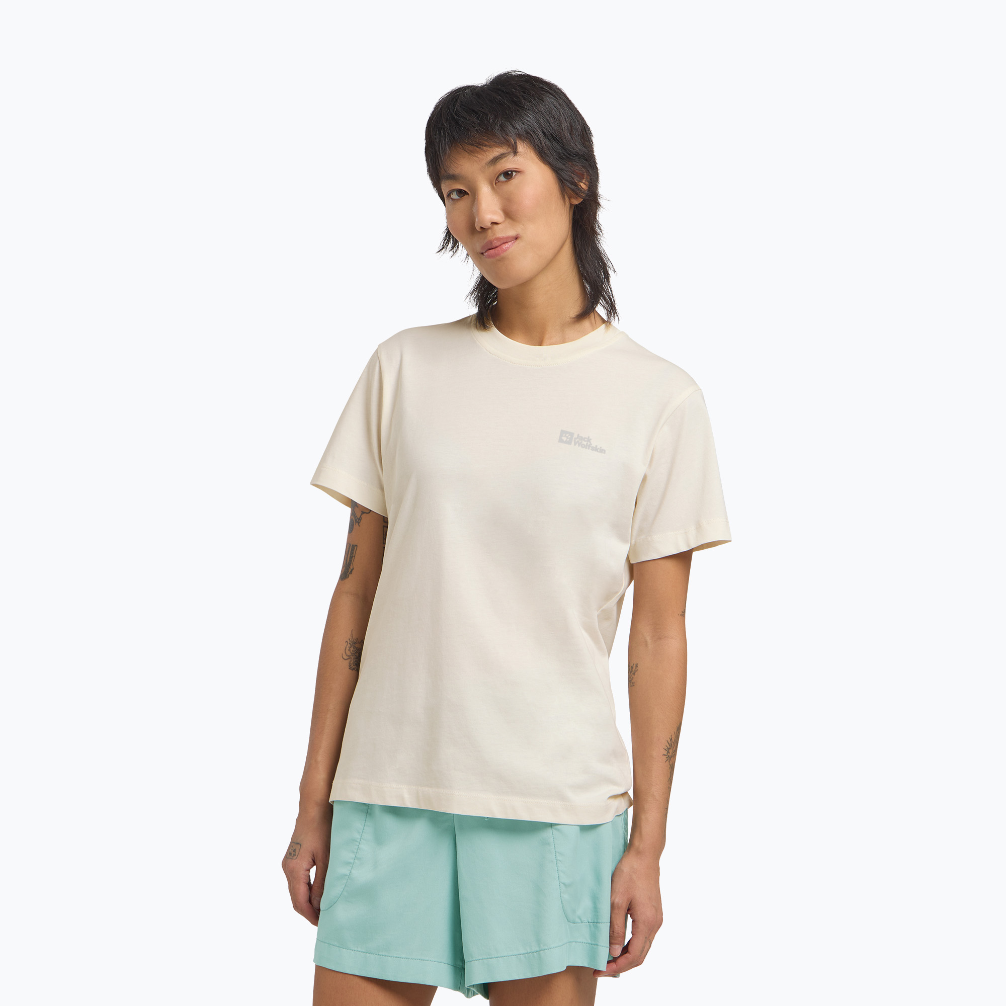 Koszulka damska Jack Wolfskin Essential cotton white 