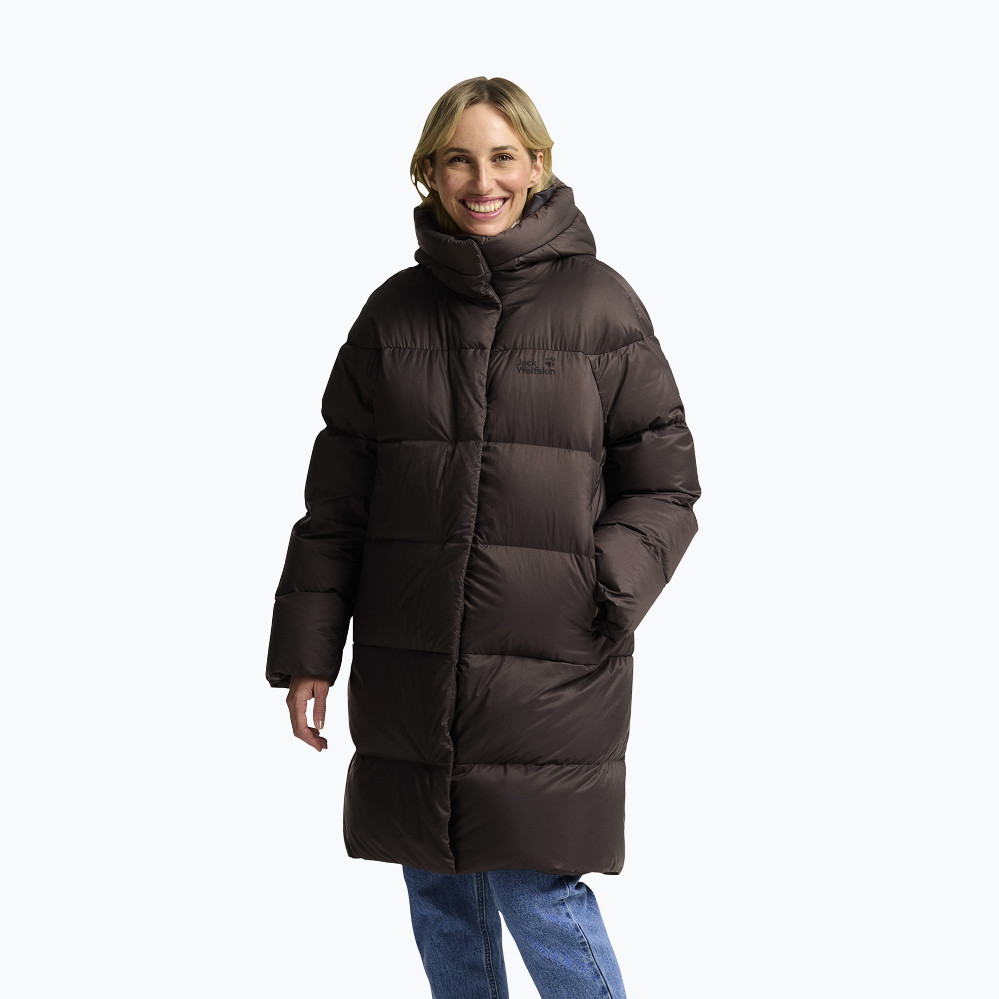 Płaszcz puchowy damski Jack Wolfskin Icy Hill Coat Rds peat 