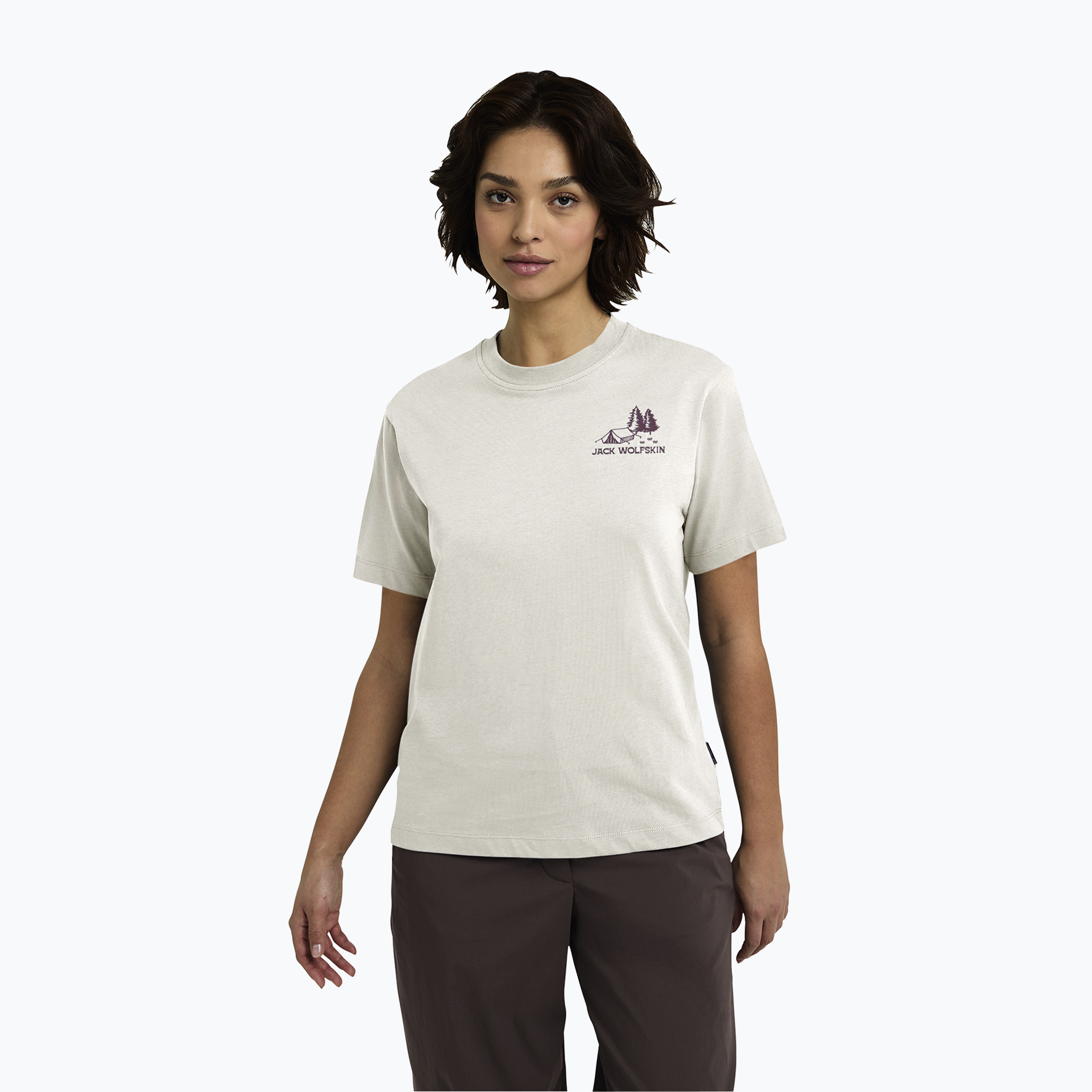 Koszulka damska Jack Wolfskin Cadena tent cotton white 