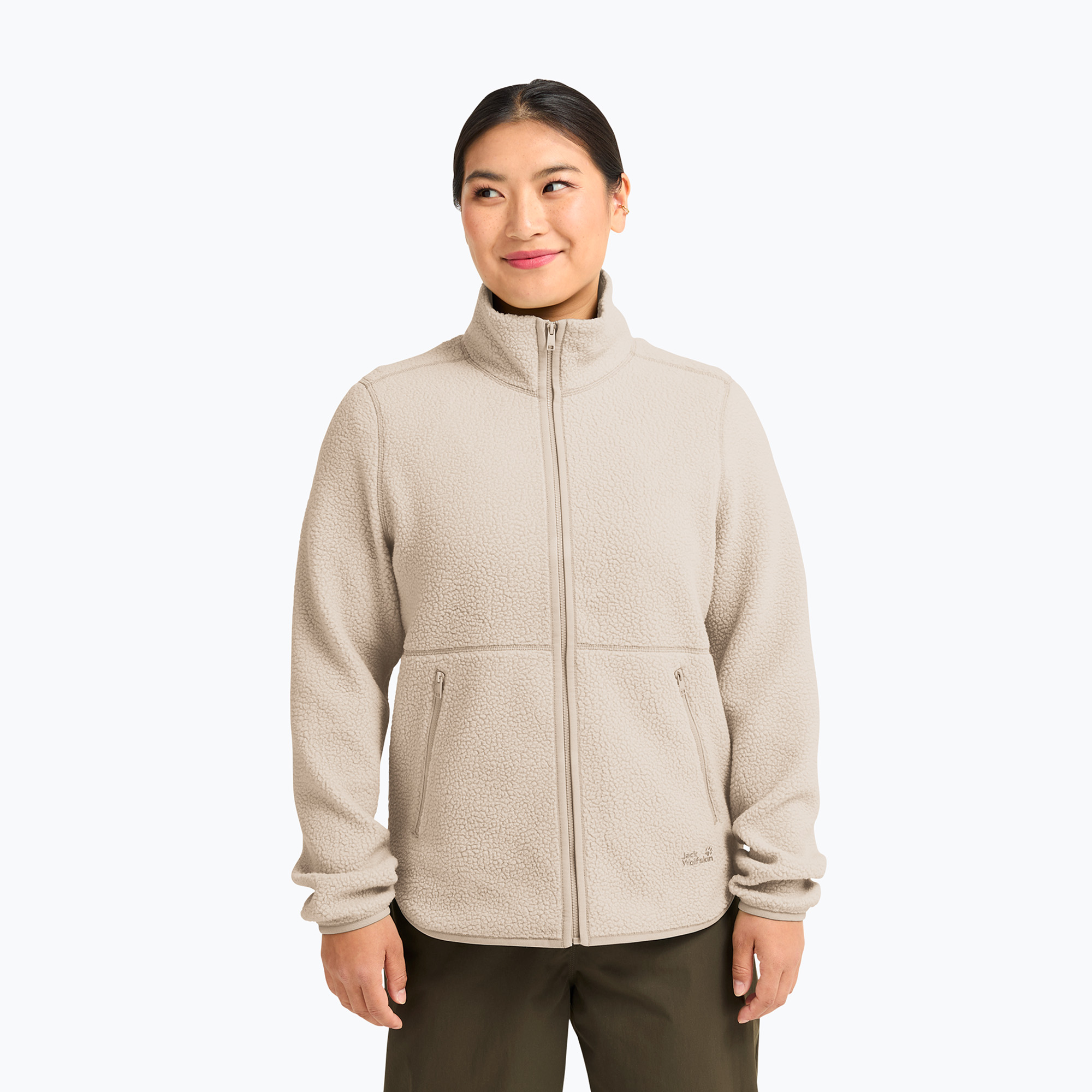 Bluza polarowa damska Jack Wolfskin Lite Curl Full Zip oyster 