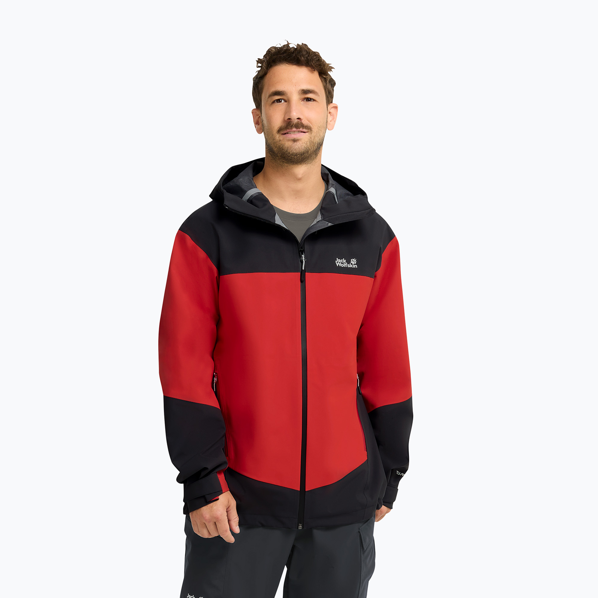 Kurtka przeciwdeszczowa męska Jack Wolfskin Rockpaw 3L siren red 