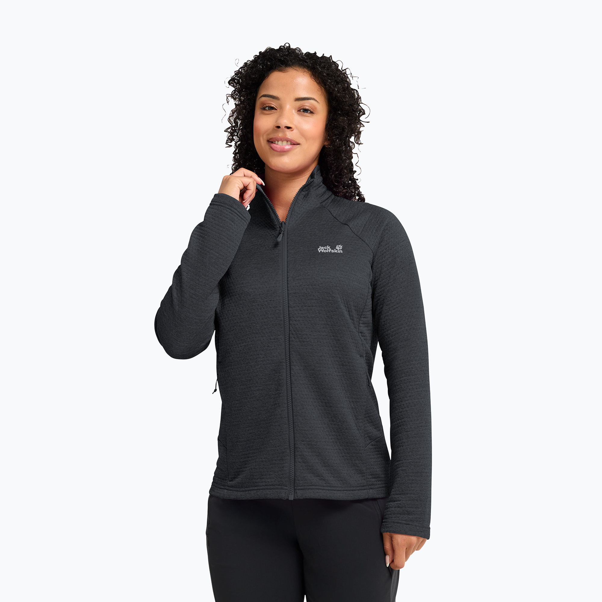 Bluza polarowa damska Jack Wolfskin Anytrail Full Zip phantom 